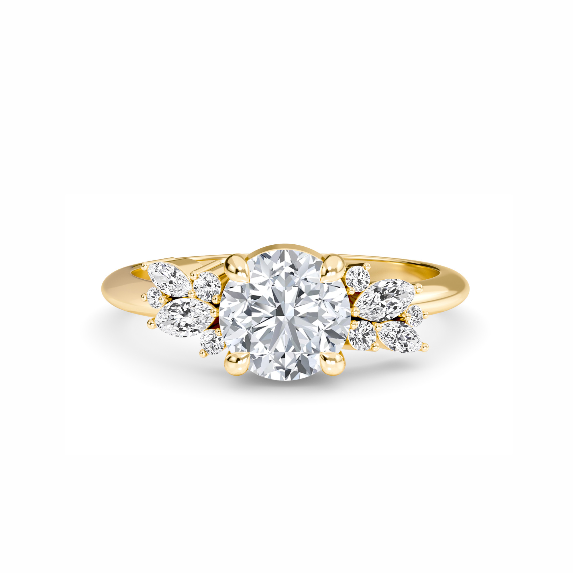 White Diamond Cluster Engagement Ring - Isolde