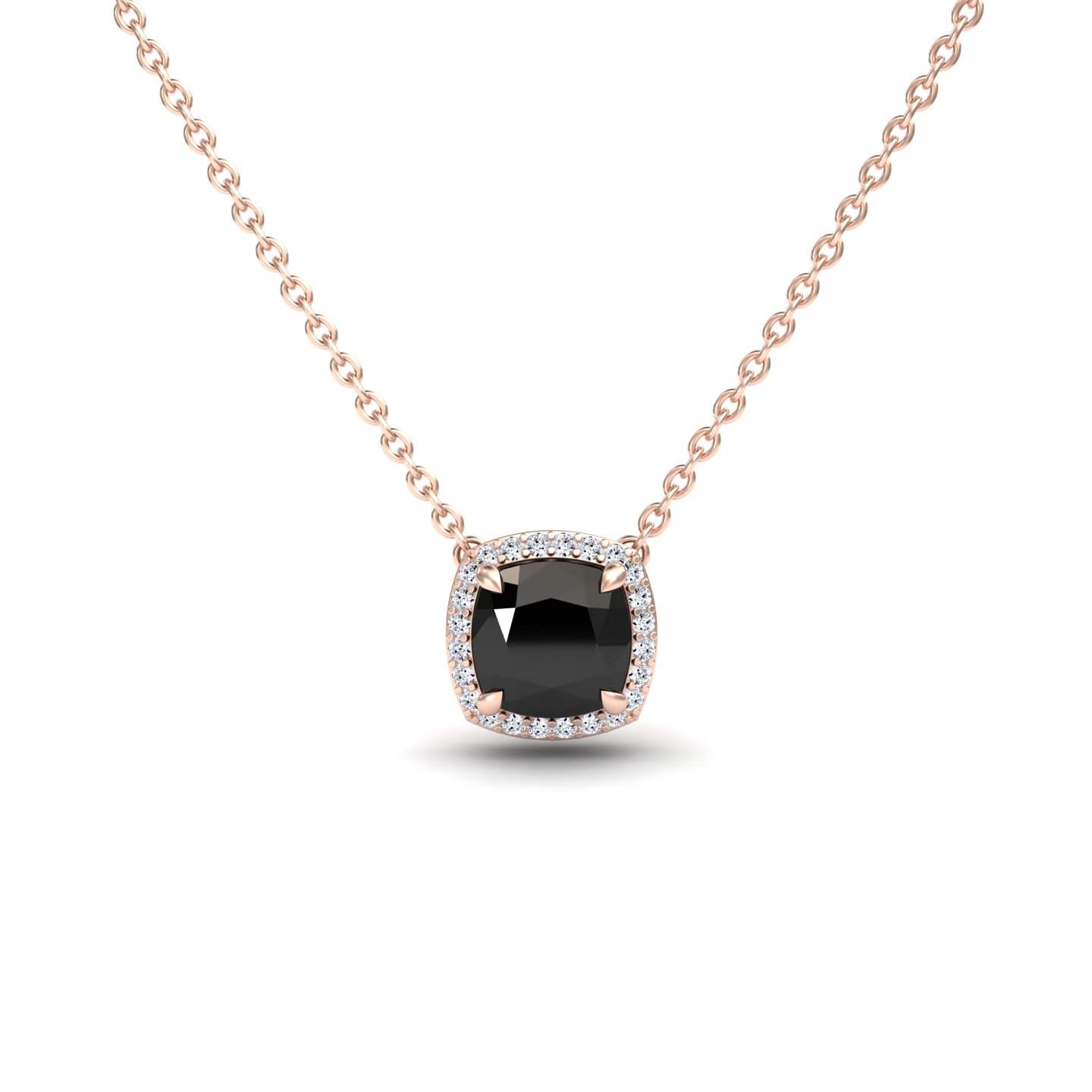 Black & White Diamond Halo Necklace - Yvonne