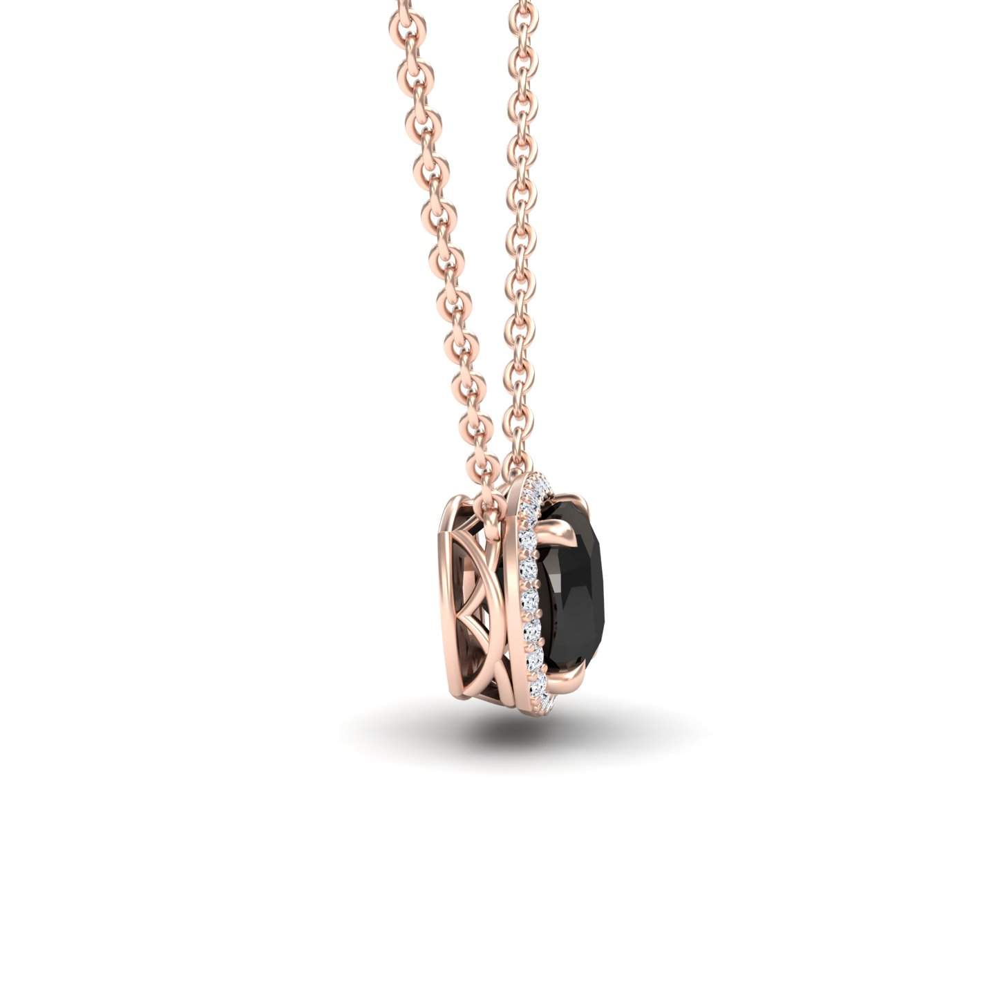 Black & White Diamond Halo Necklace - Yvonne
