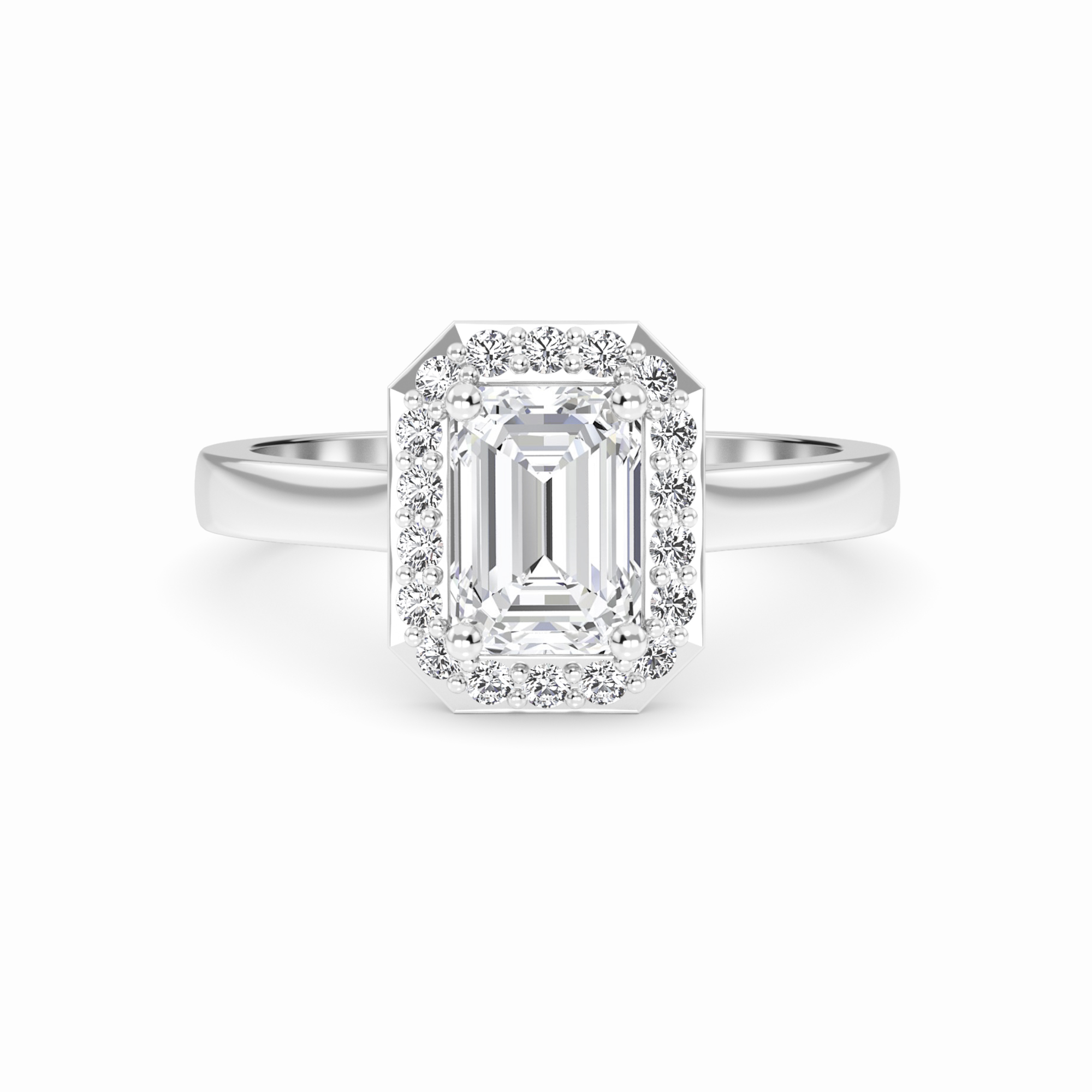 White Diamond Classic Halo Engagement Ring - Harperly