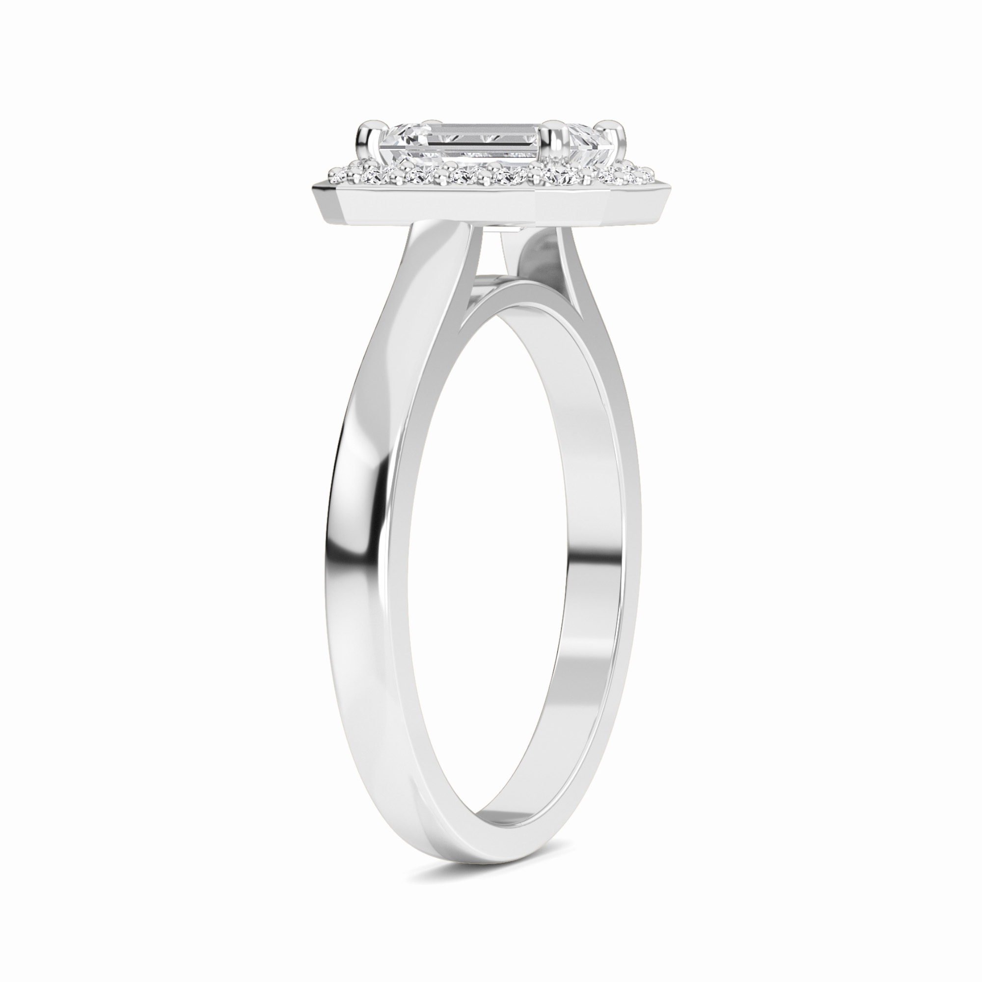 White Diamond Classic Halo Engagement Ring - Harperly