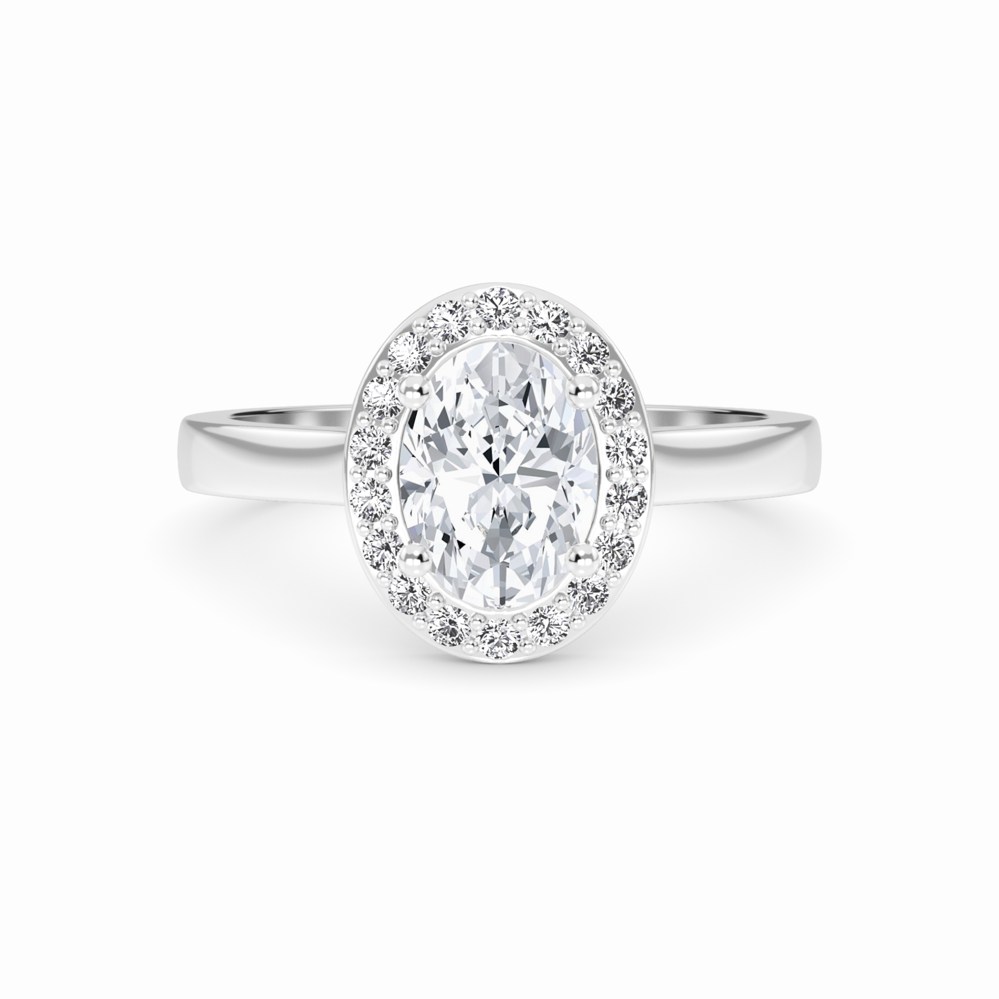White Diamond Classic Halo Engagement Ring - Harperly