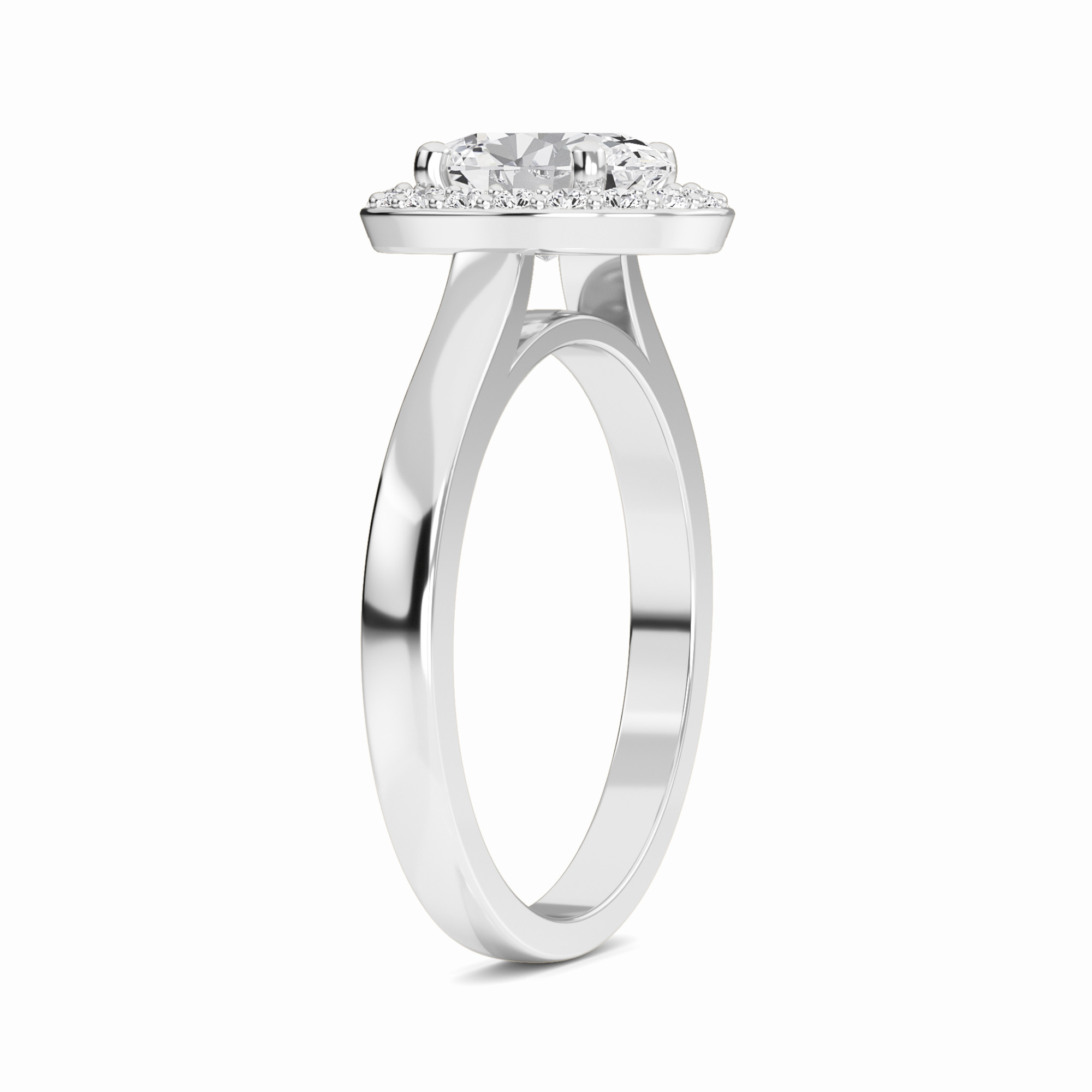 White Diamond Classic Halo Engagement Ring - Harperly