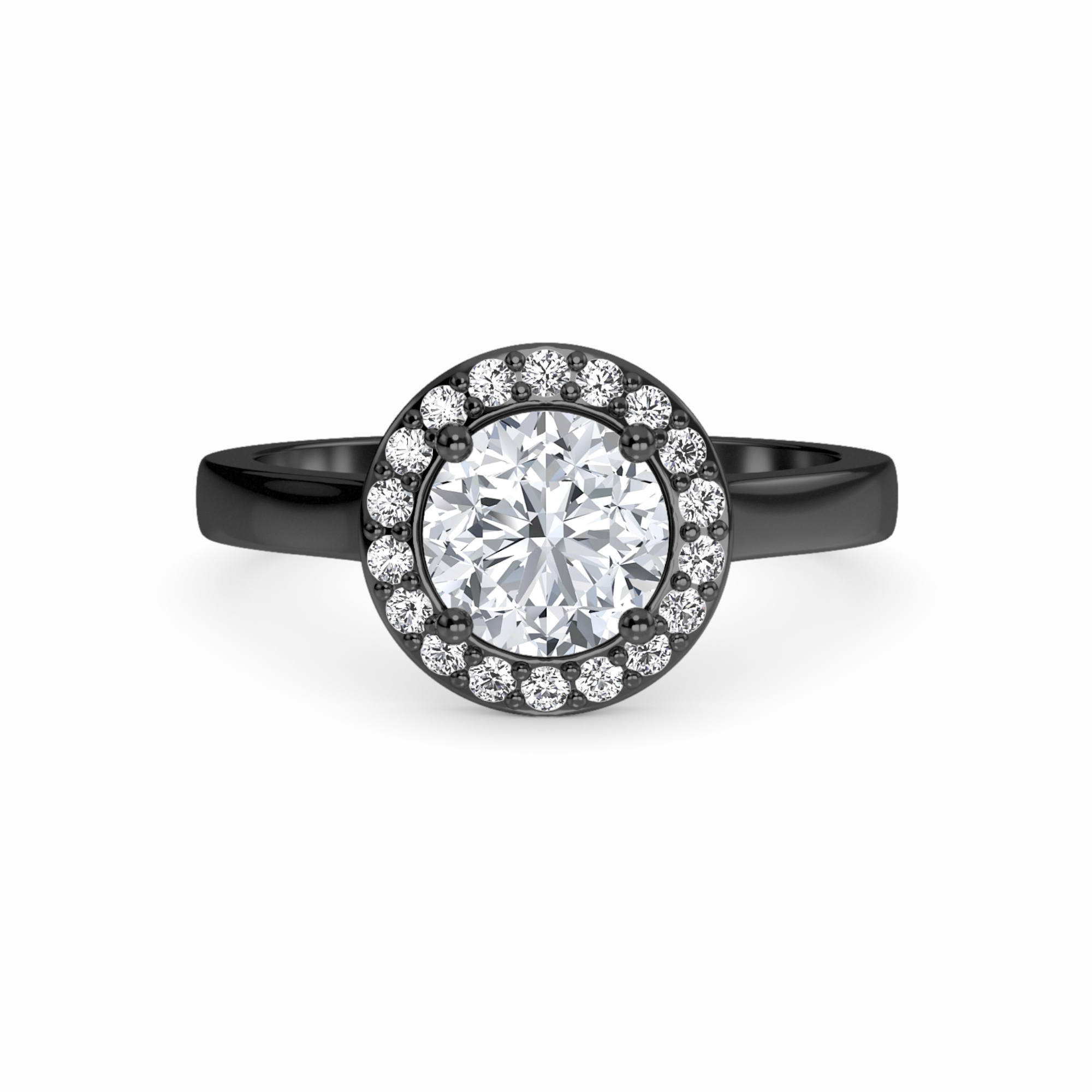 White Diamond Classic Halo Engagement Ring - Harperly