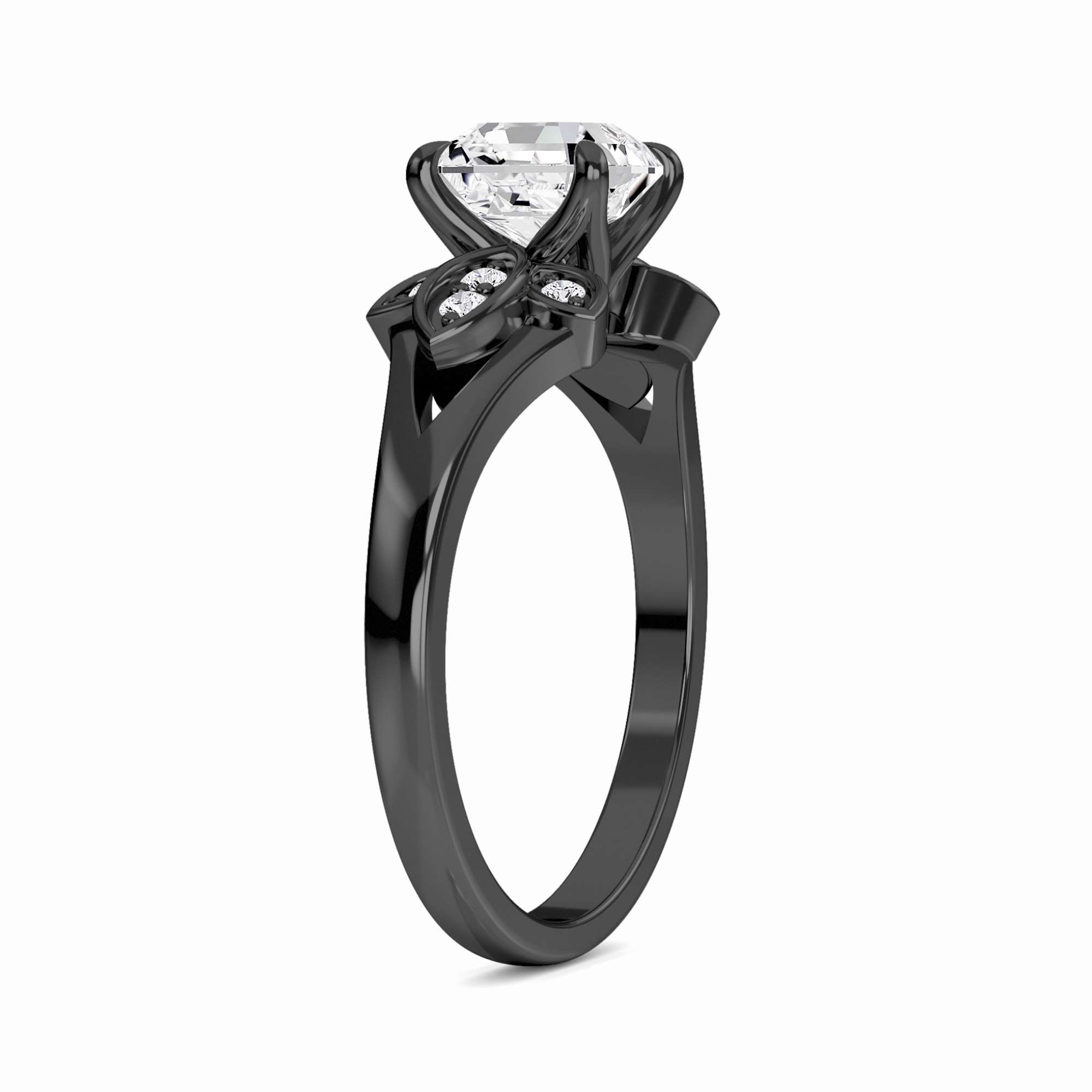 White Diamond Floral Accent Engagement Ring - Soledad