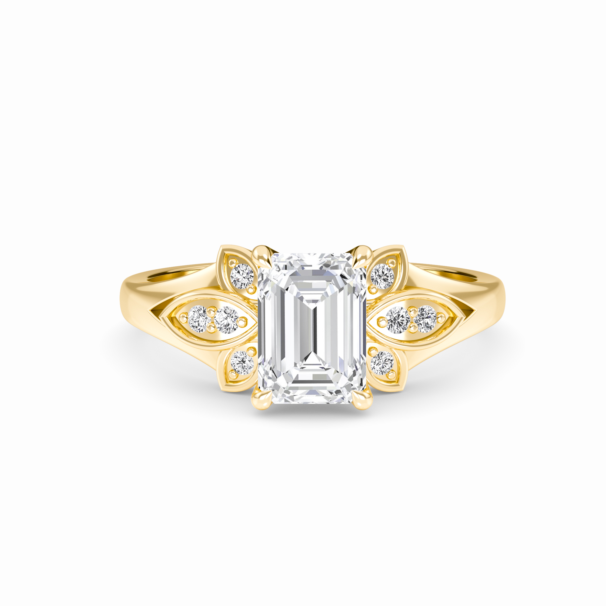 White Diamond Floral Accent Engagement Ring - Soledad