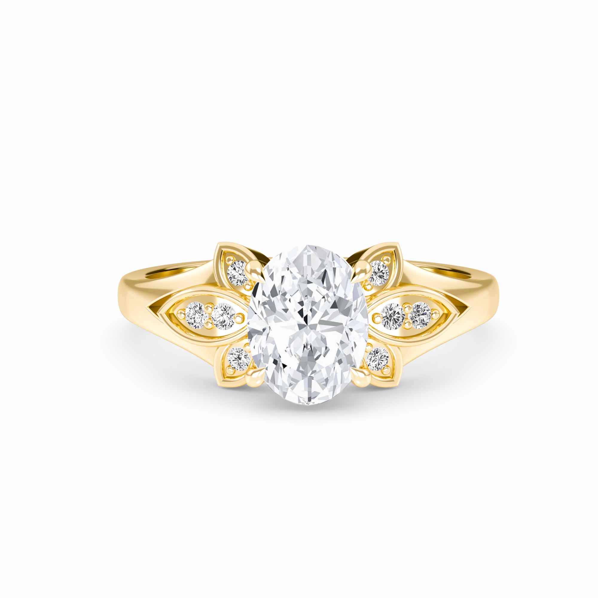 White Diamond Floral Accent Engagement Ring - Soledad