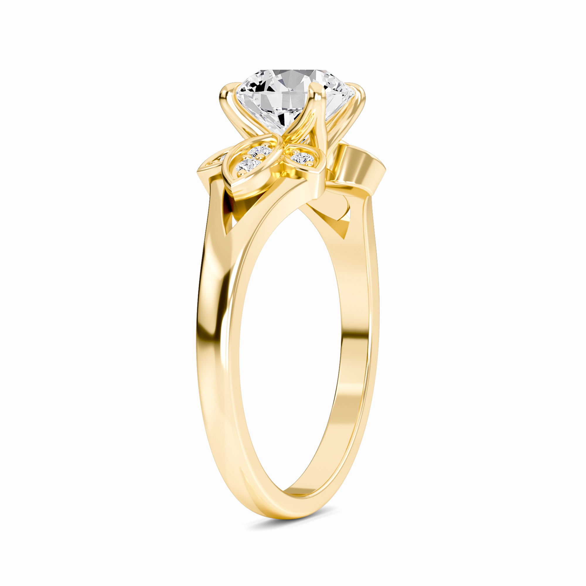 White Diamond Floral Accent Engagement Ring - Soledad