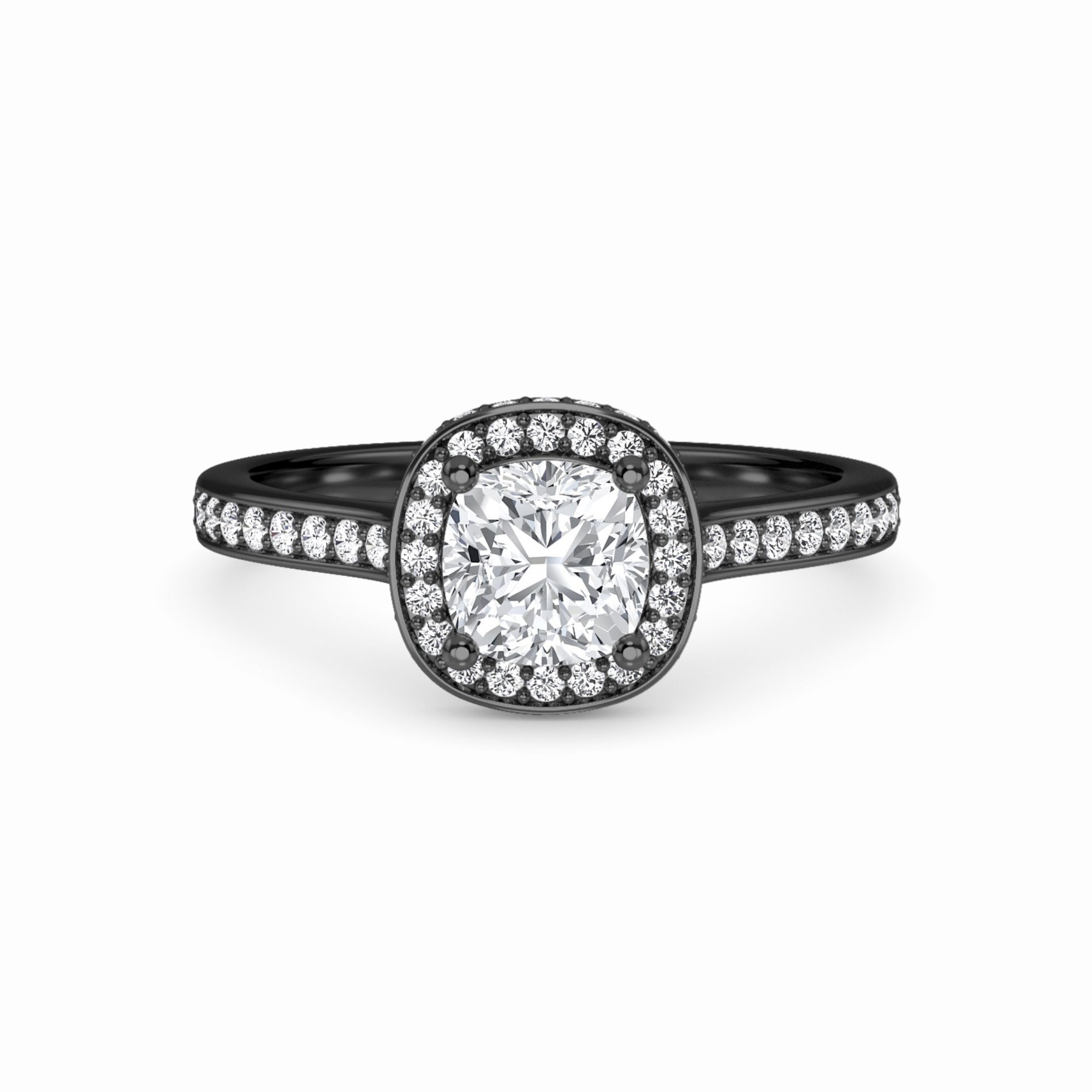 White Diamond Pave Set Classic Halo Engagement Ring - Mallory