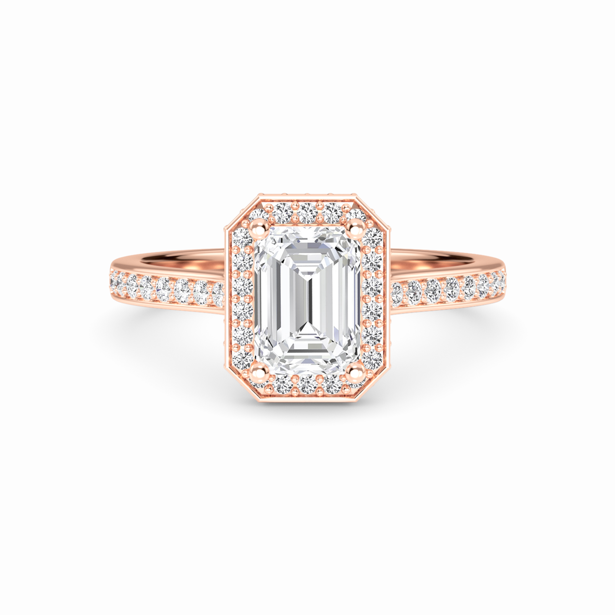 White Diamond Pave Set Classic Halo Engagement Ring - Mallory