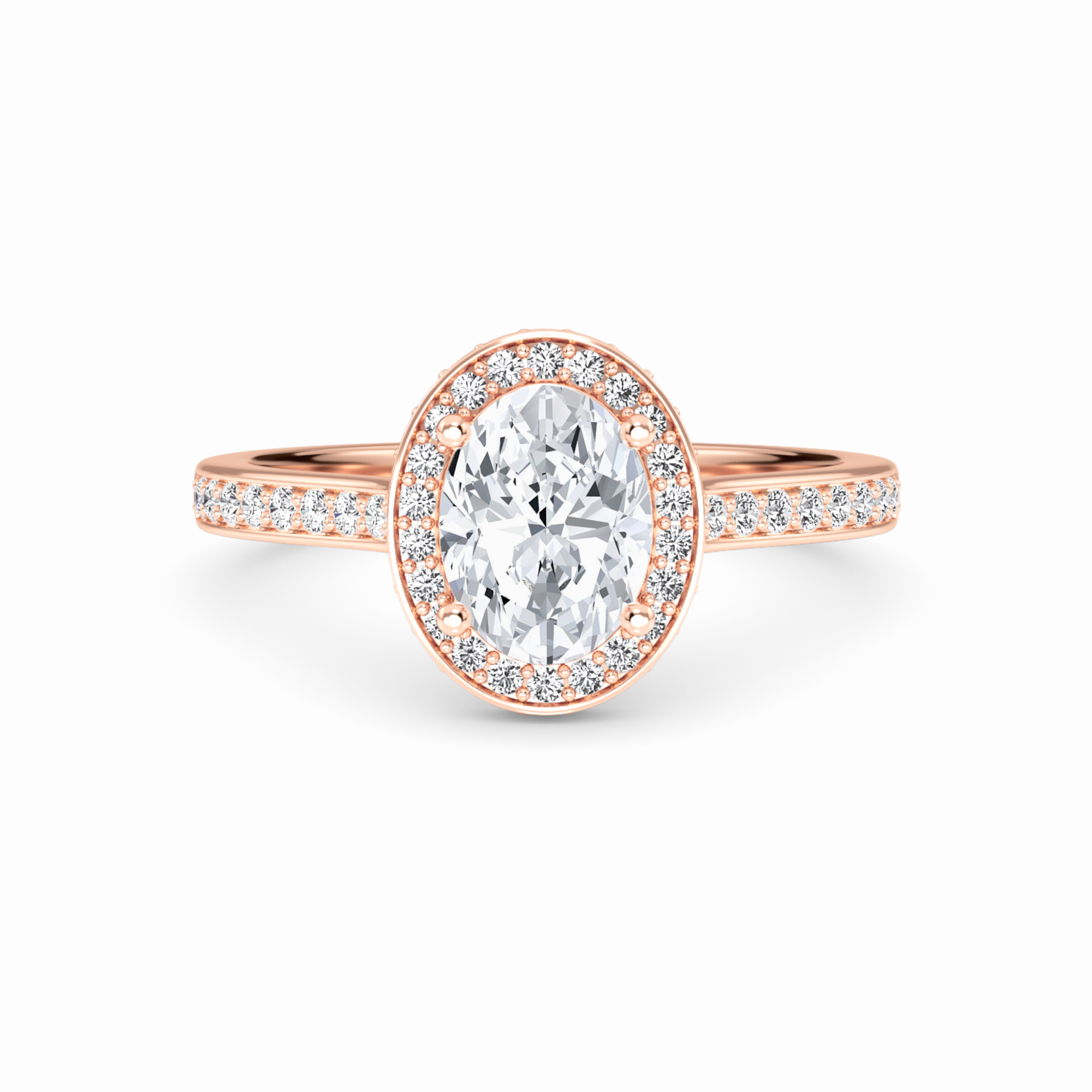 White Diamond Pave Set Classic Halo Engagement Ring - Mallory