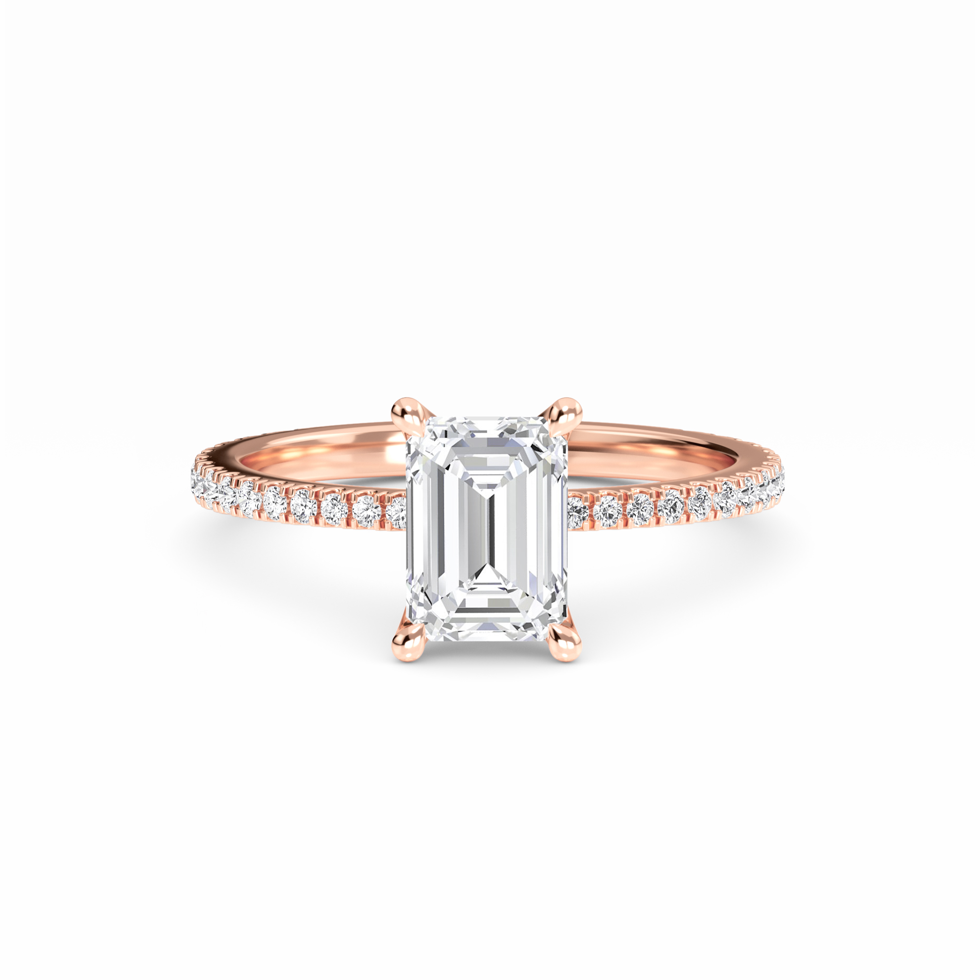 White Diamond Elegant Pave Solitaire Engagement Ring - Anahi