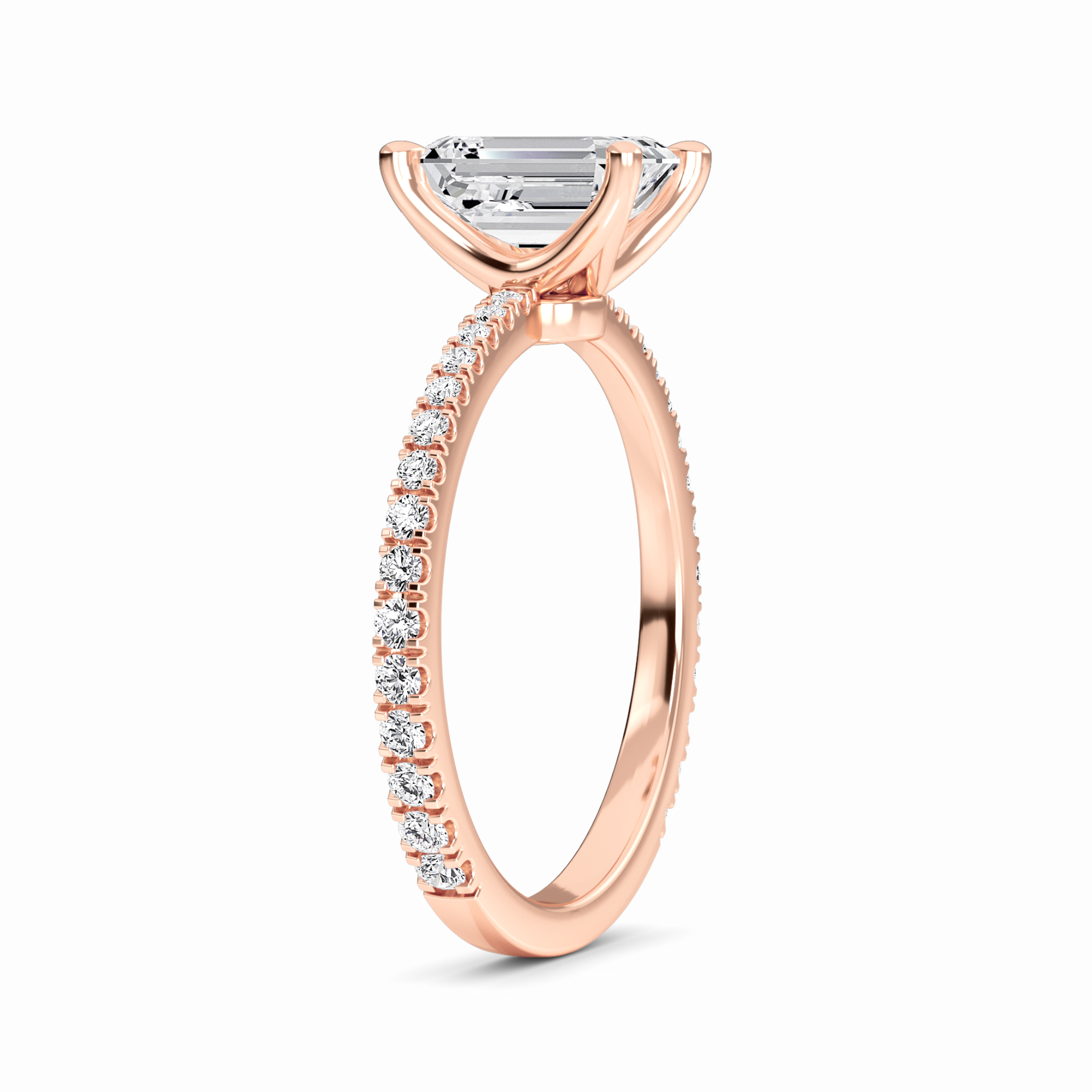 White Diamond Elegant Pave Solitaire Engagement Ring - Anahi