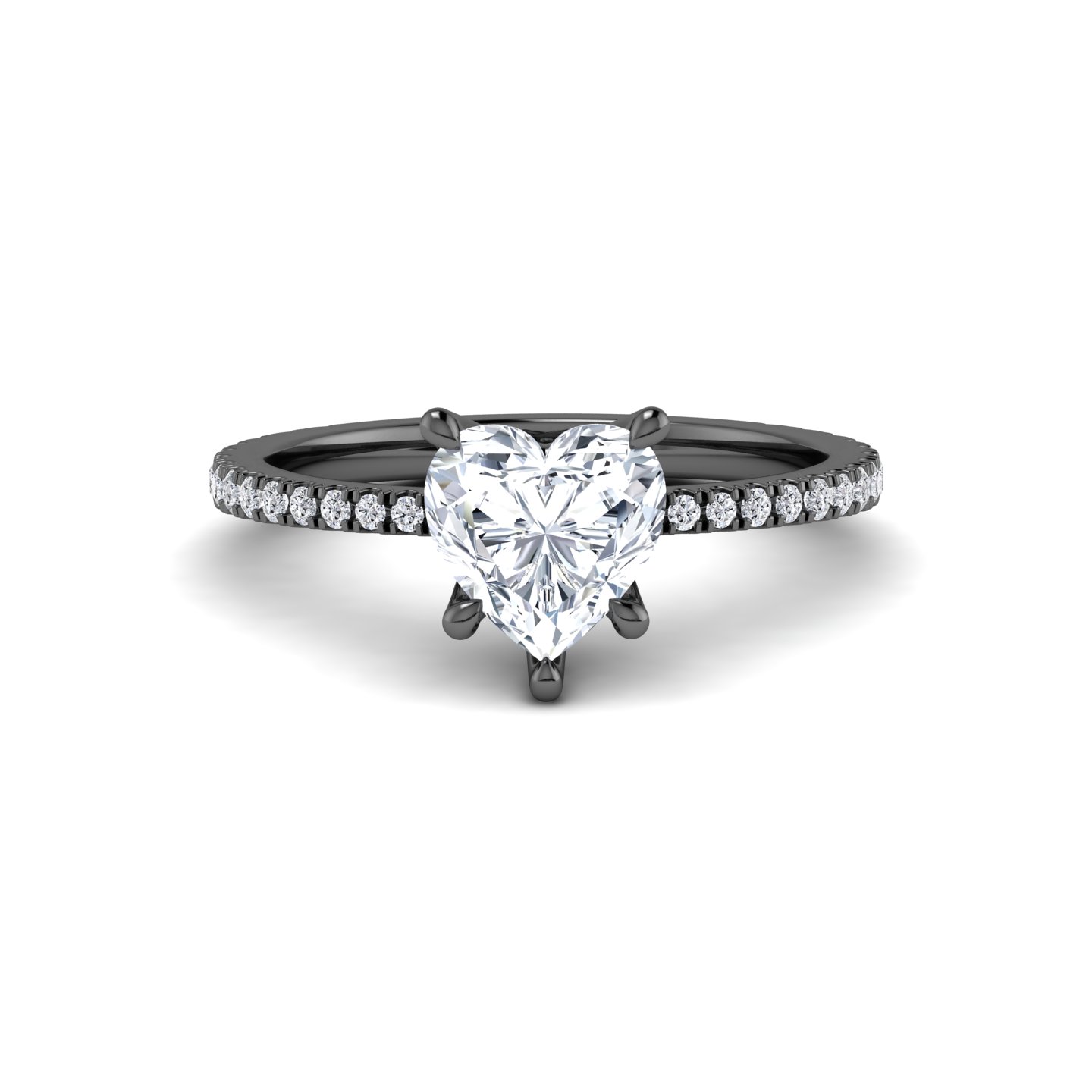 White Diamond Elegant Pave Solitaire Engagement Ring - Anahi