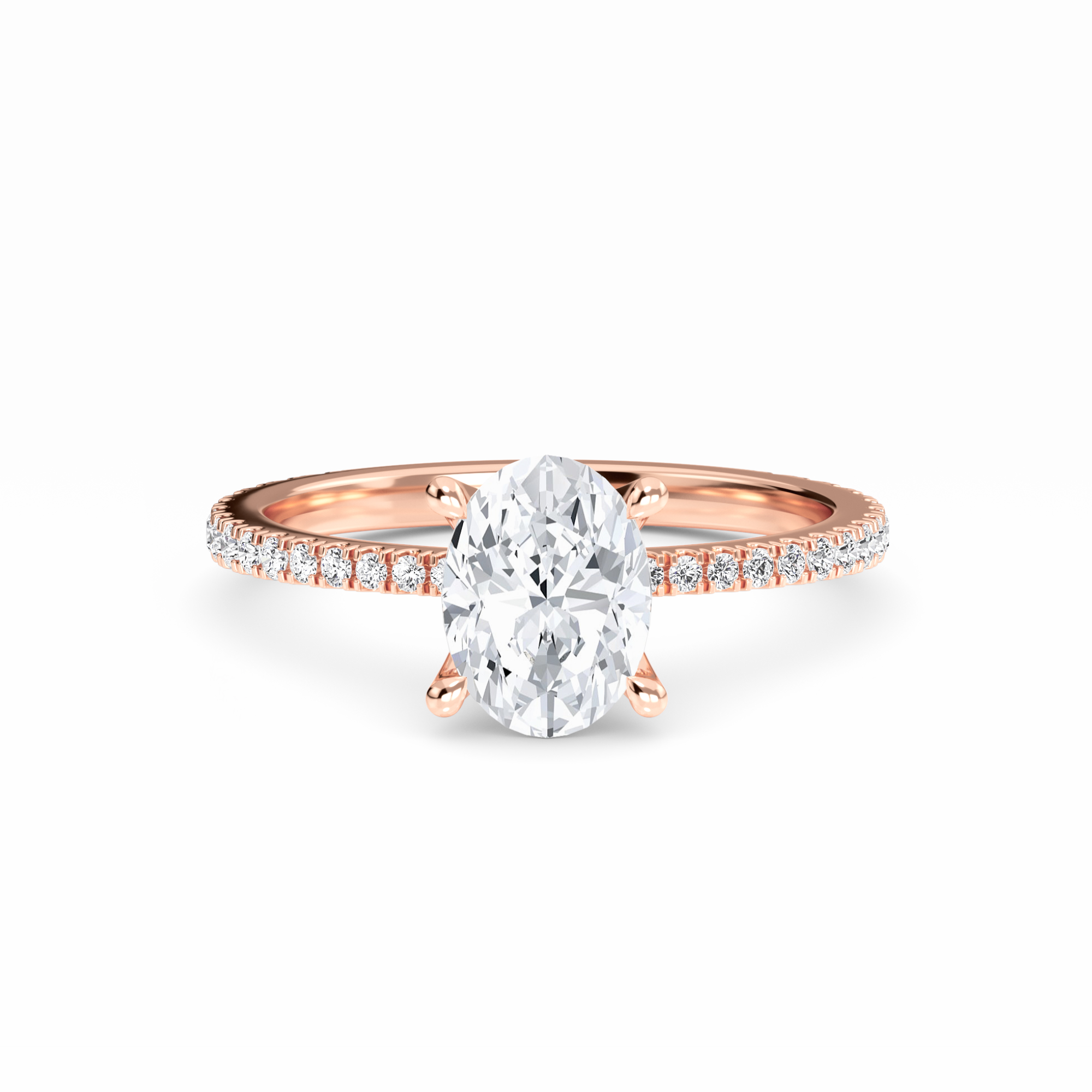 White Diamond Elegant Pave Solitaire Engagement Ring - Anahi