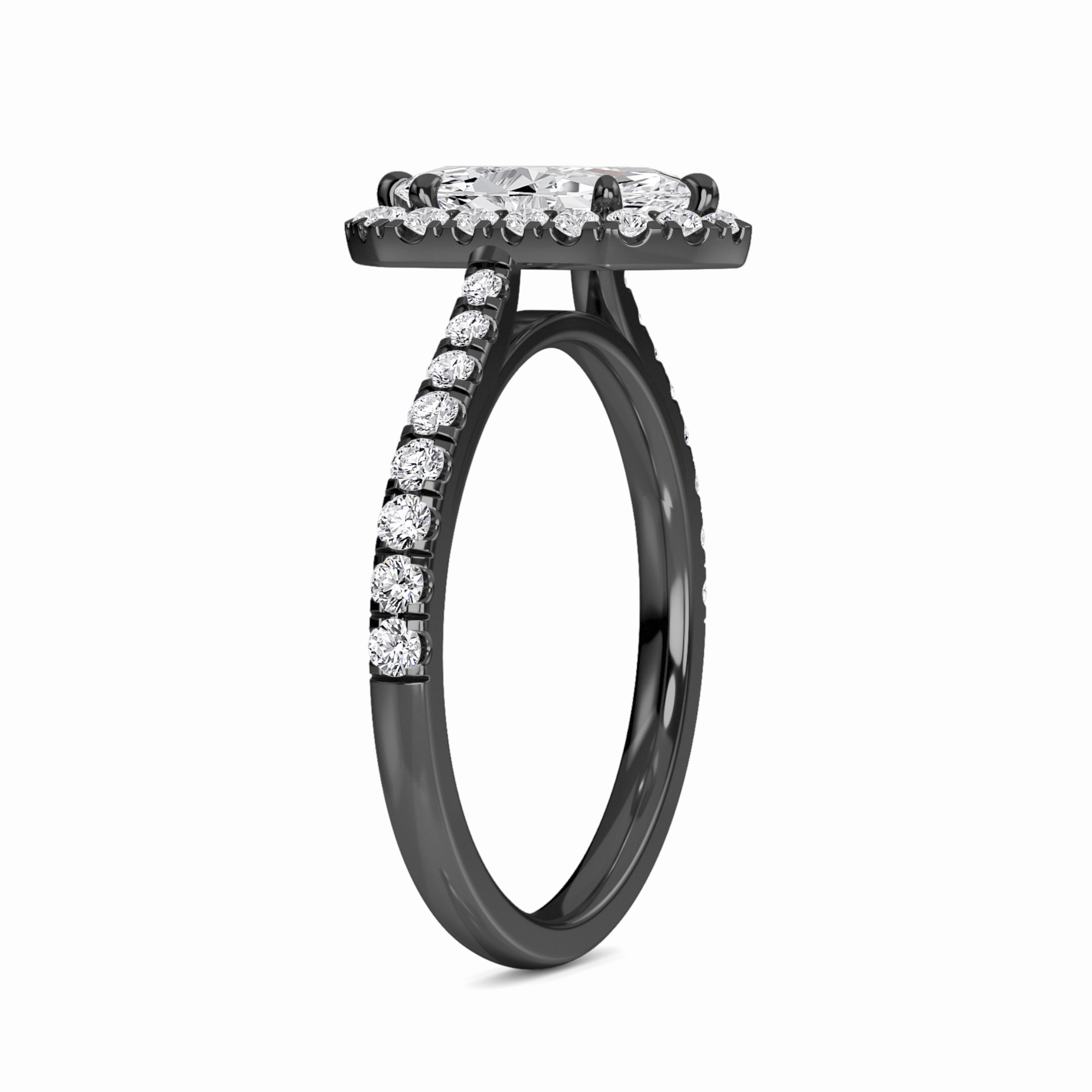 White Diamond Hexagon Halo Engagement Ring - Brighton