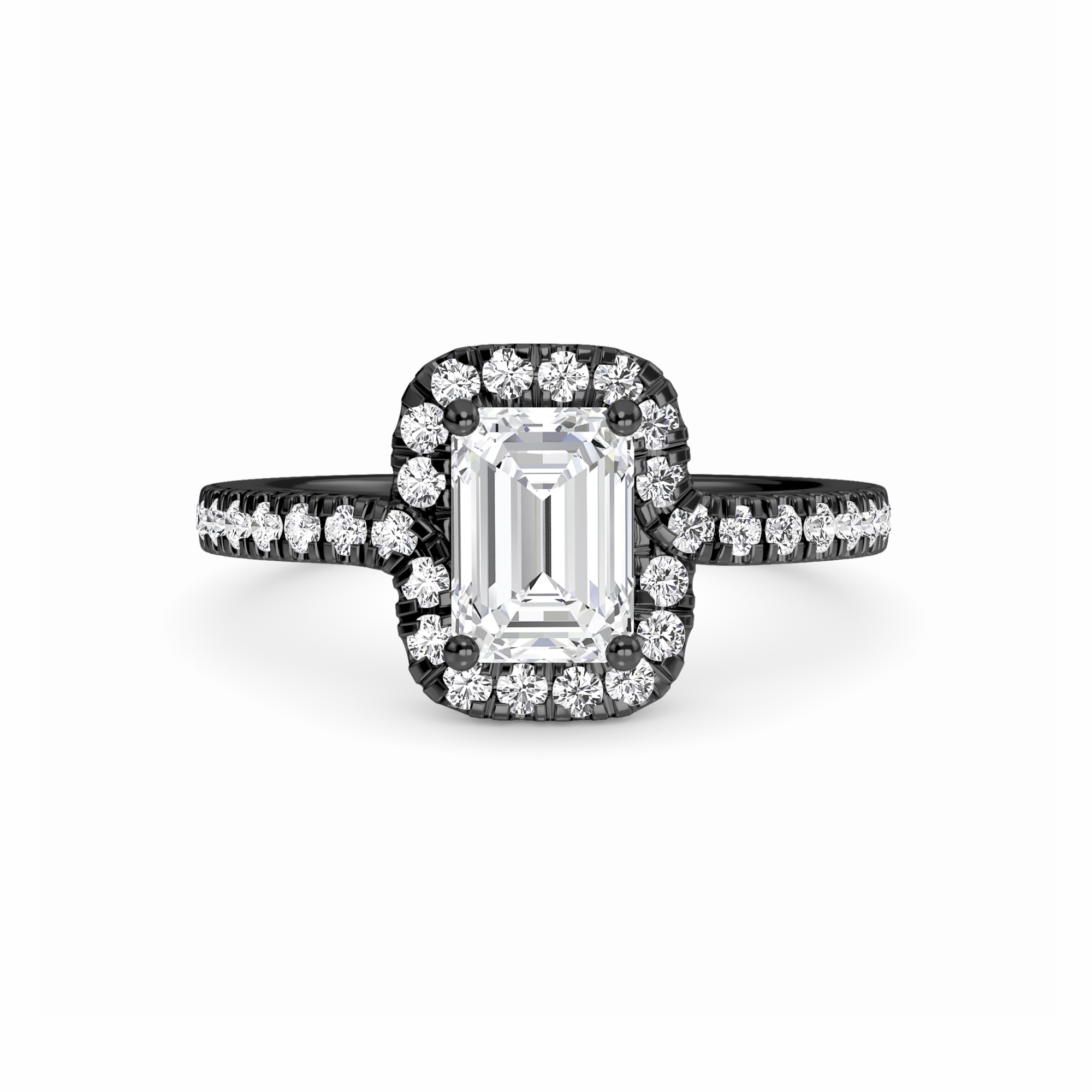 White Diamond Swirl Halo Engagement Ring - Julieta