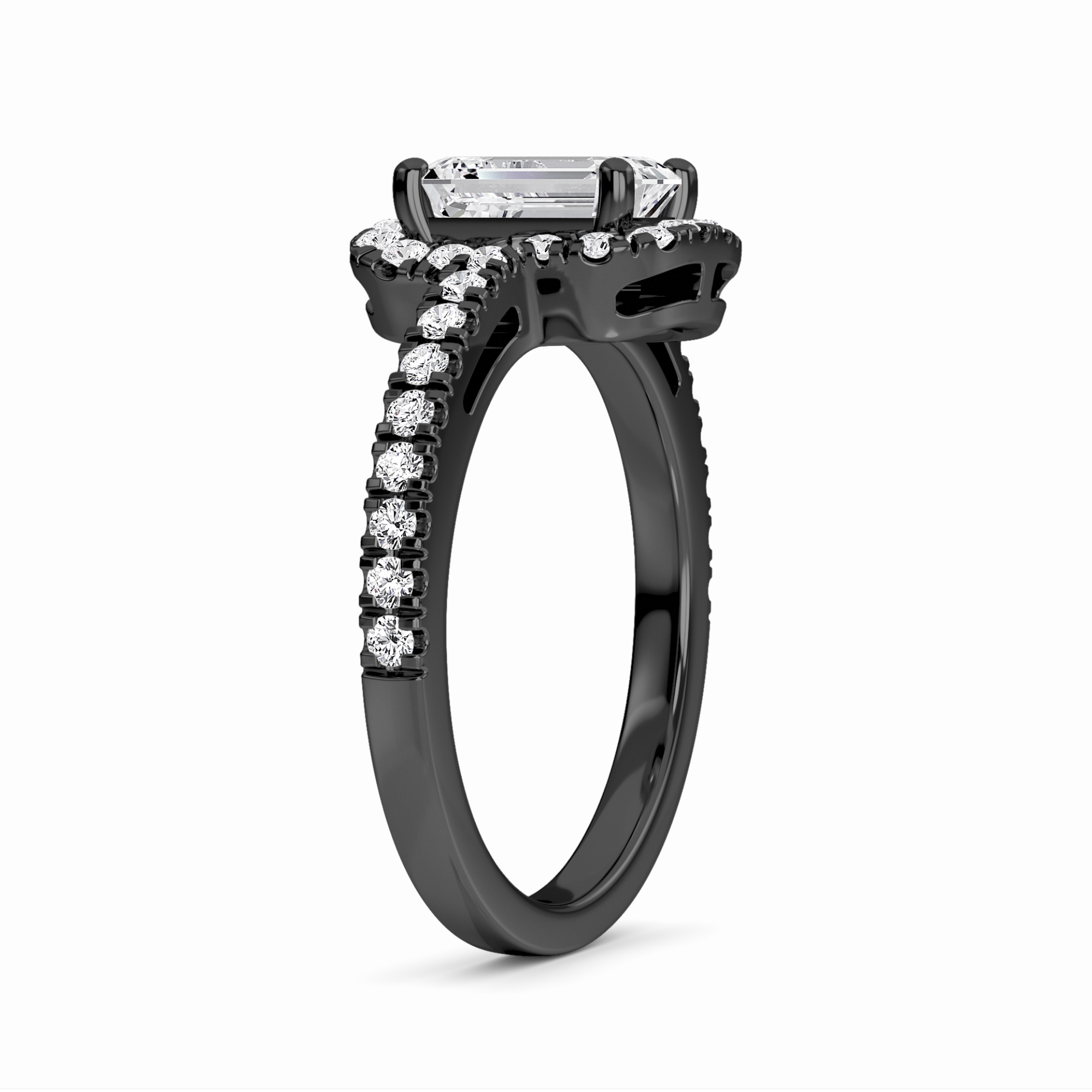 White Diamond Swirl Halo Engagement Ring - Julieta