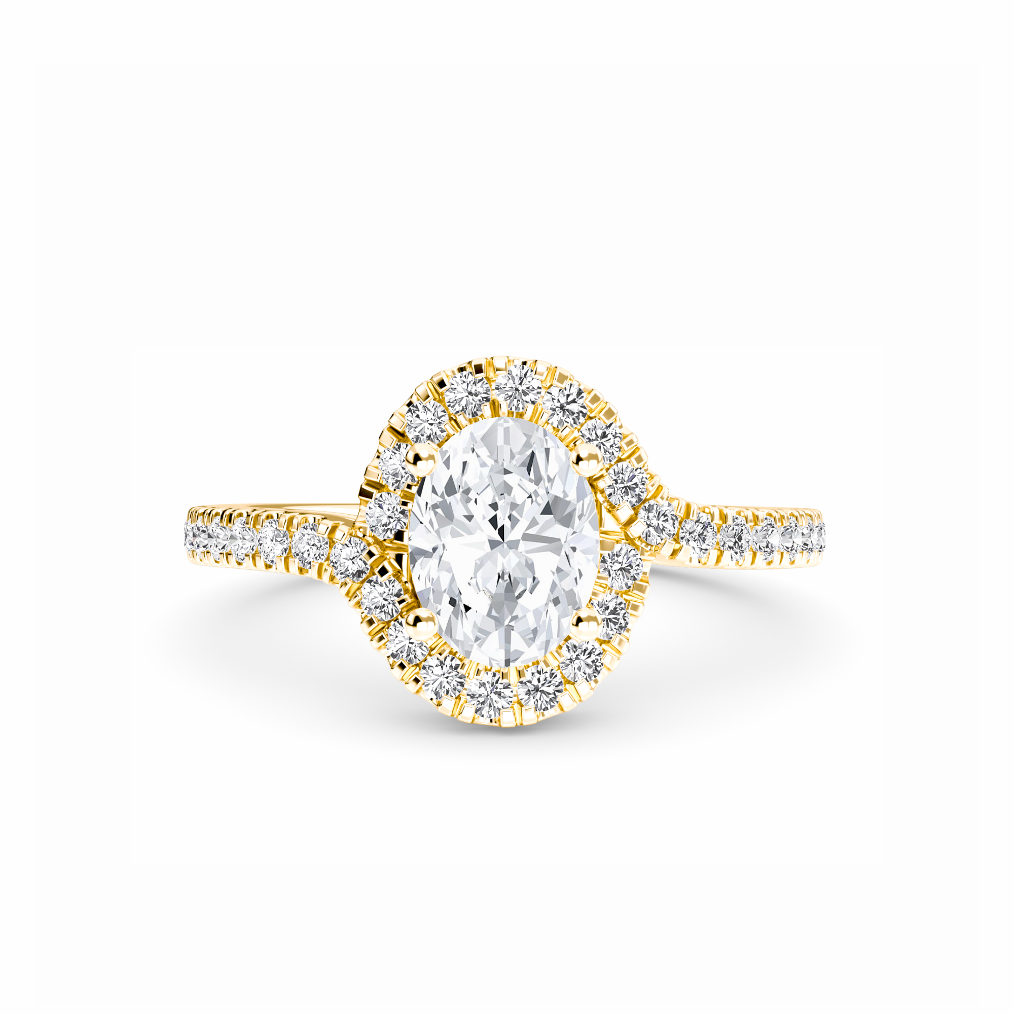 White Diamond Swirl Halo Engagement Ring - Julieta