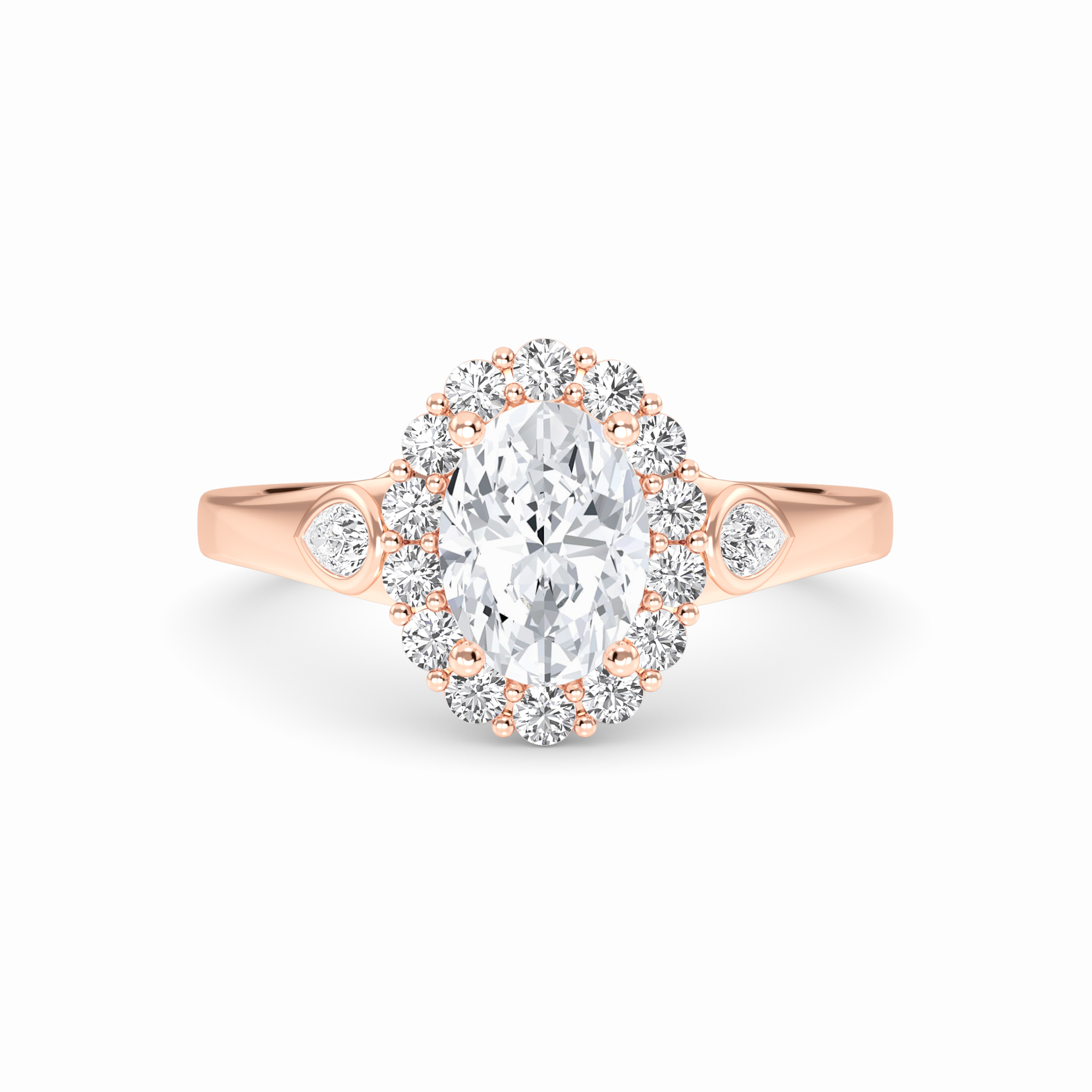 White Diamond Scalloped Halo Engagement Ring - Alondra