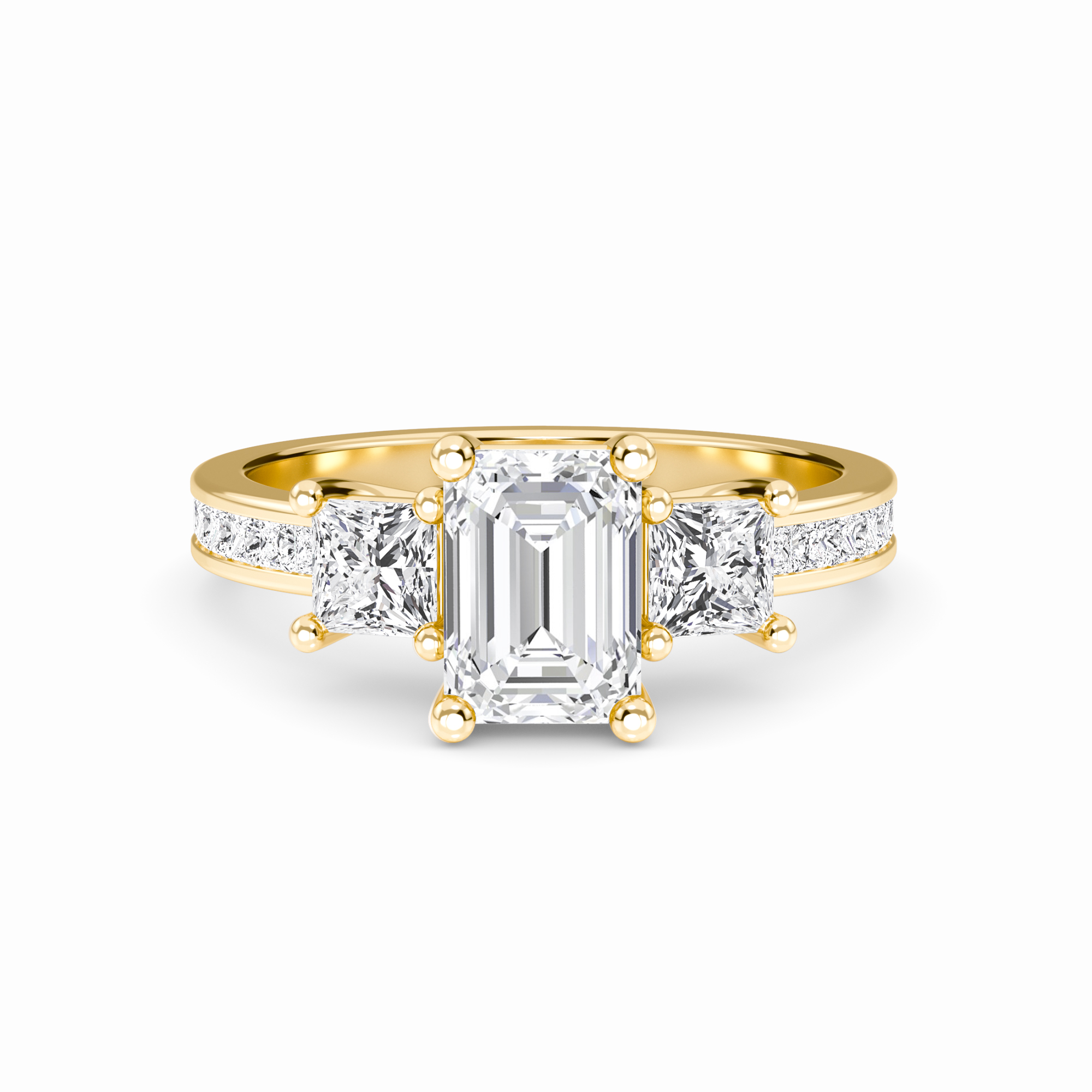 White Diamond Channel Set Three Stone Engagement Ring - Rowan