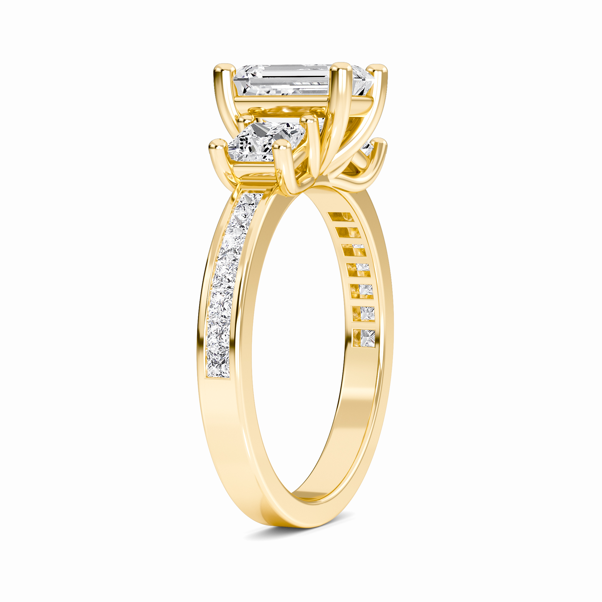 White Diamond Channel Set Three Stone Engagement Ring - Rowan