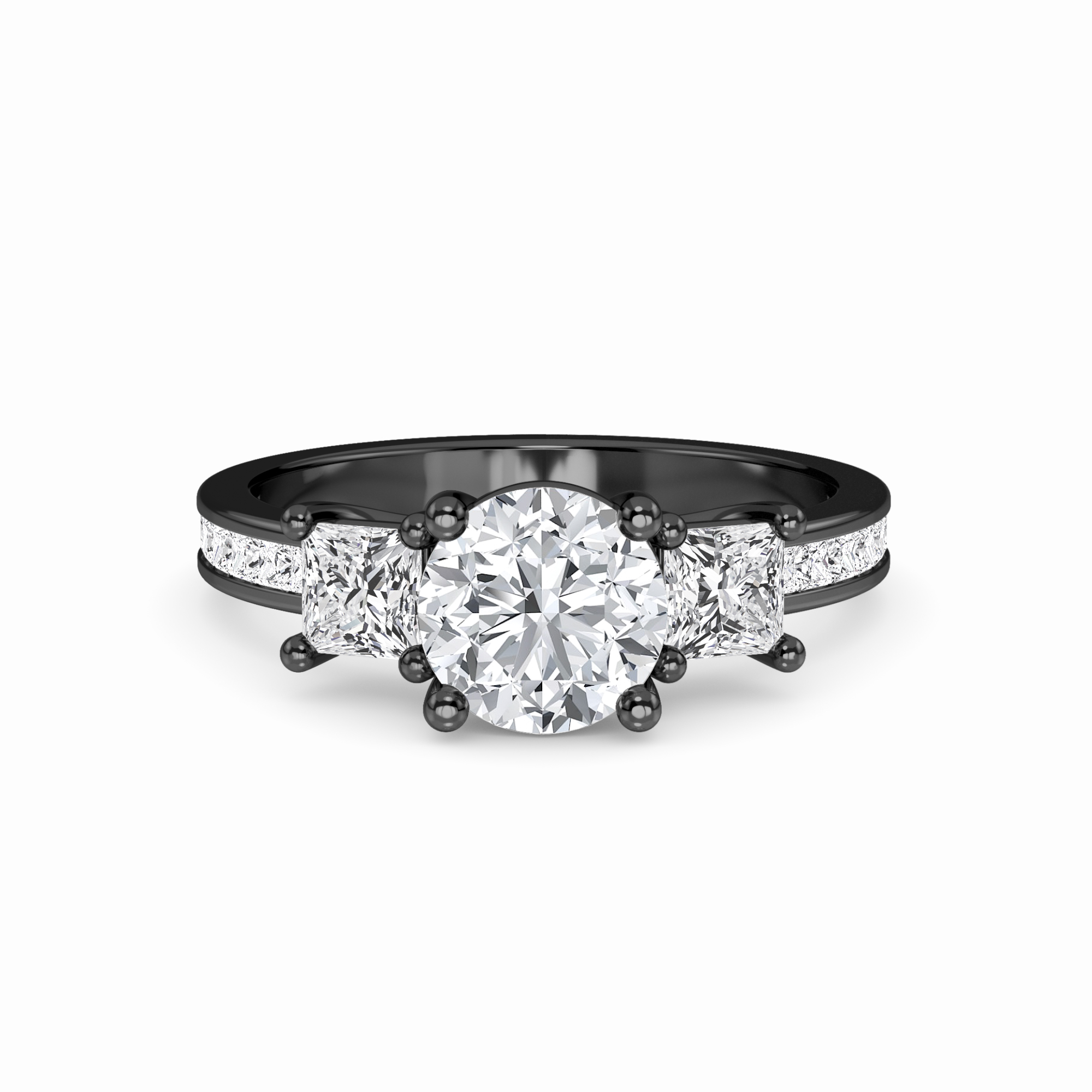 White Diamond Channel Set Three Stone Engagement Ring - Rowan