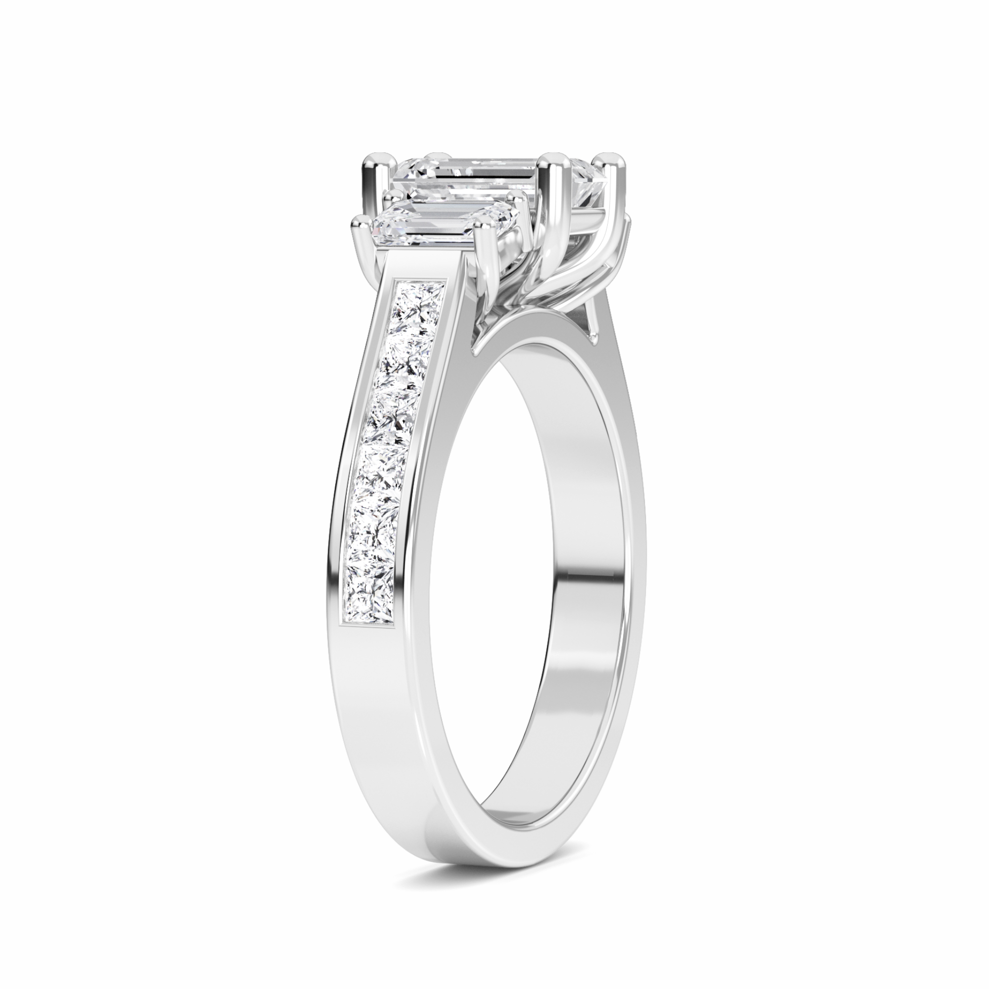 White Diamond Classic Elegance Three-Stone Engagement Ring - Sloan