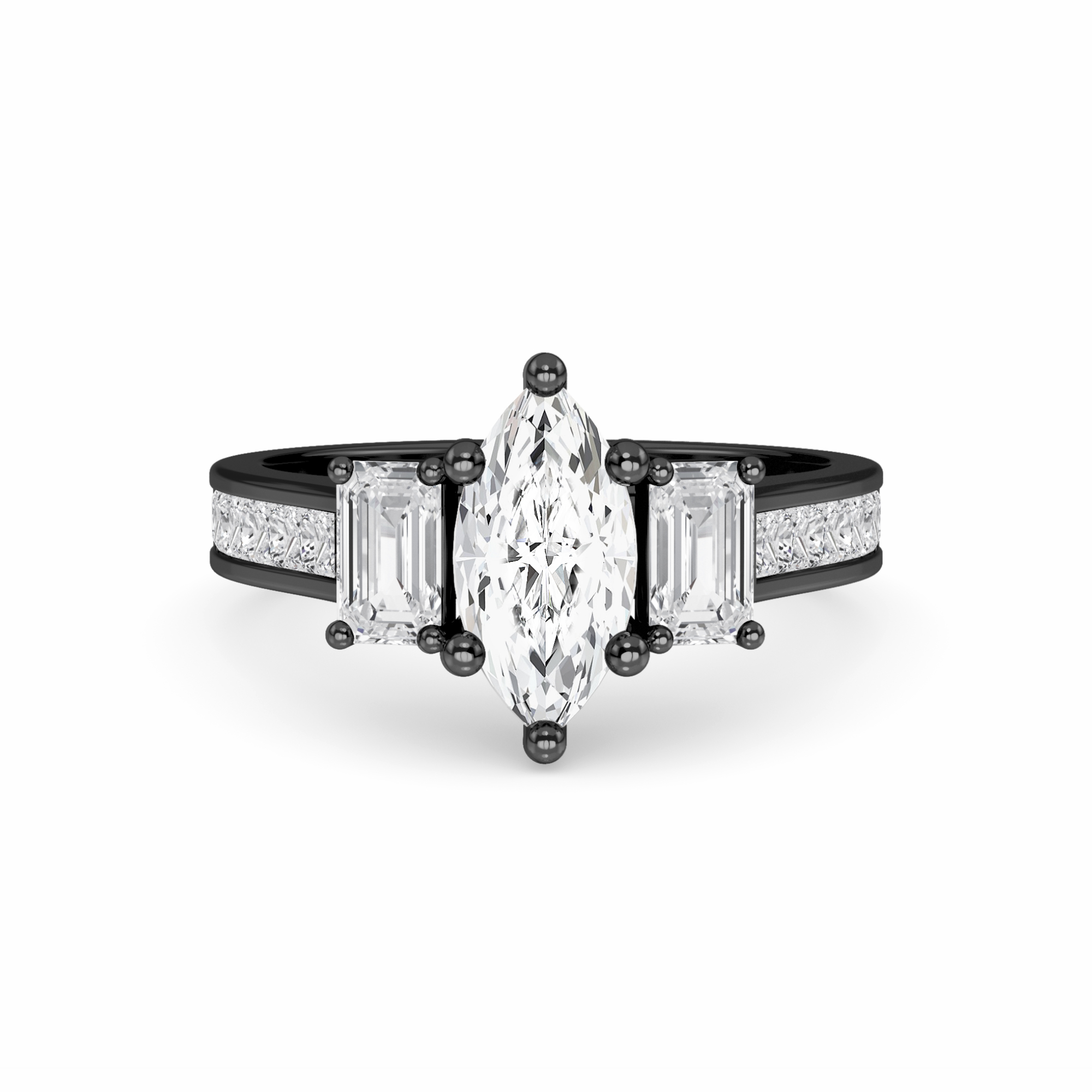 White Diamond Classic Elegance Three-Stone Engagement Ring - Sloan