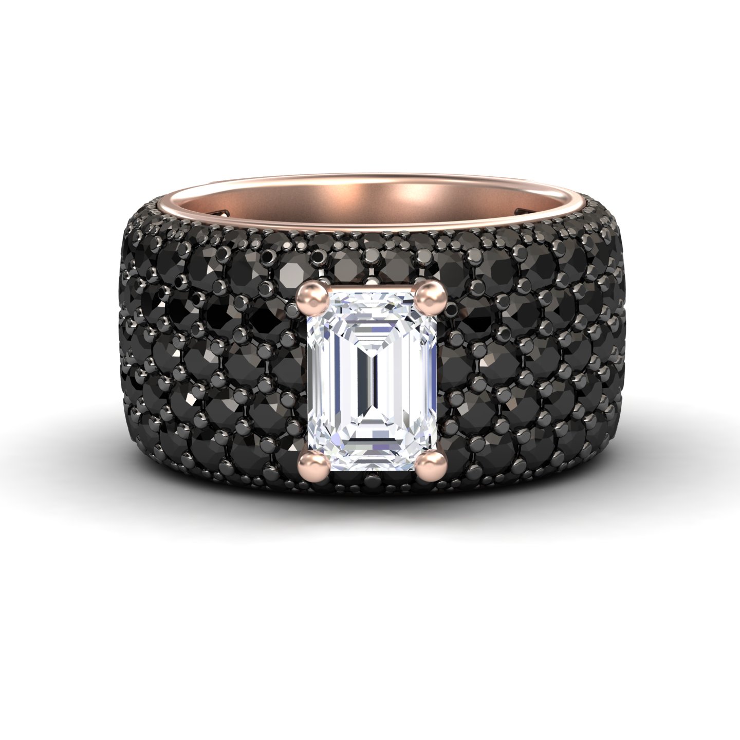 White & Black Diamond Pave Dome Statement Engagement Ring - Indigo