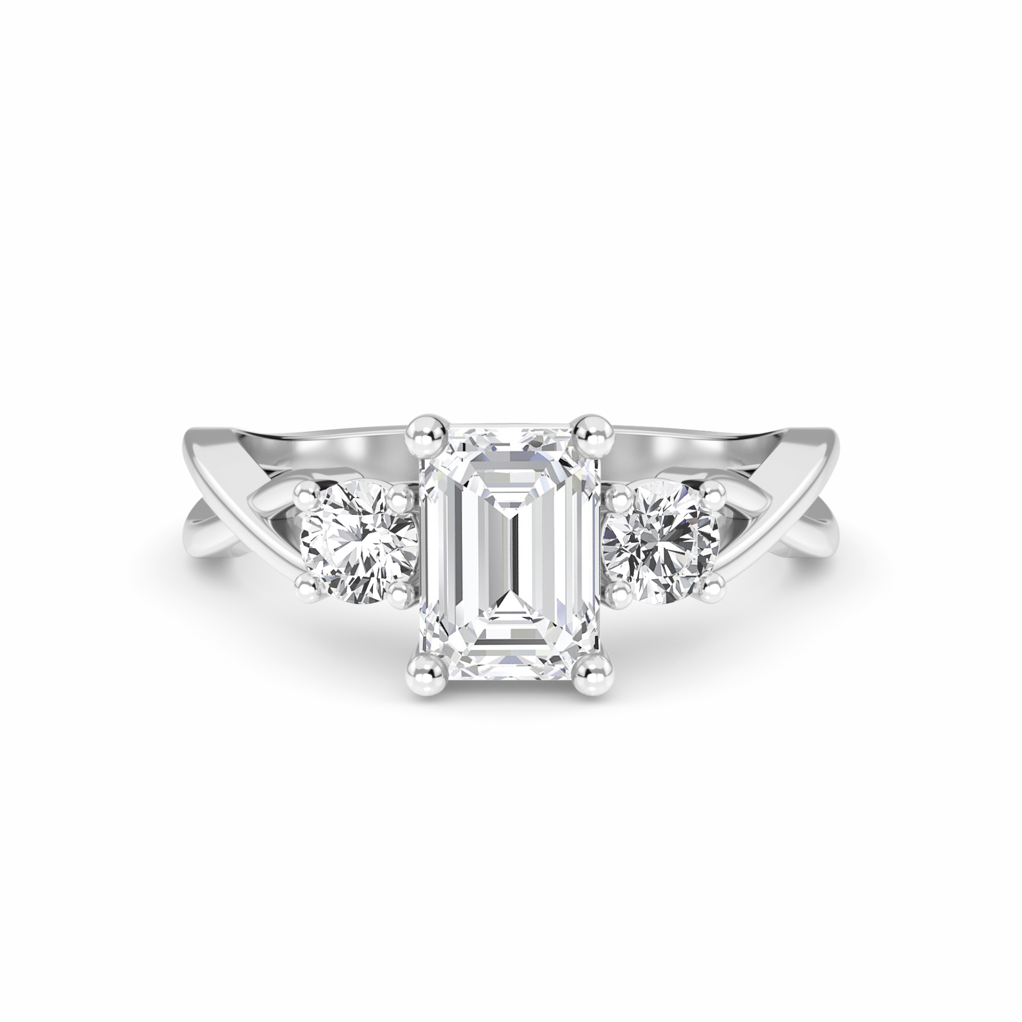 White Diamond Elegant Three Stone Engagement Ring - Remington