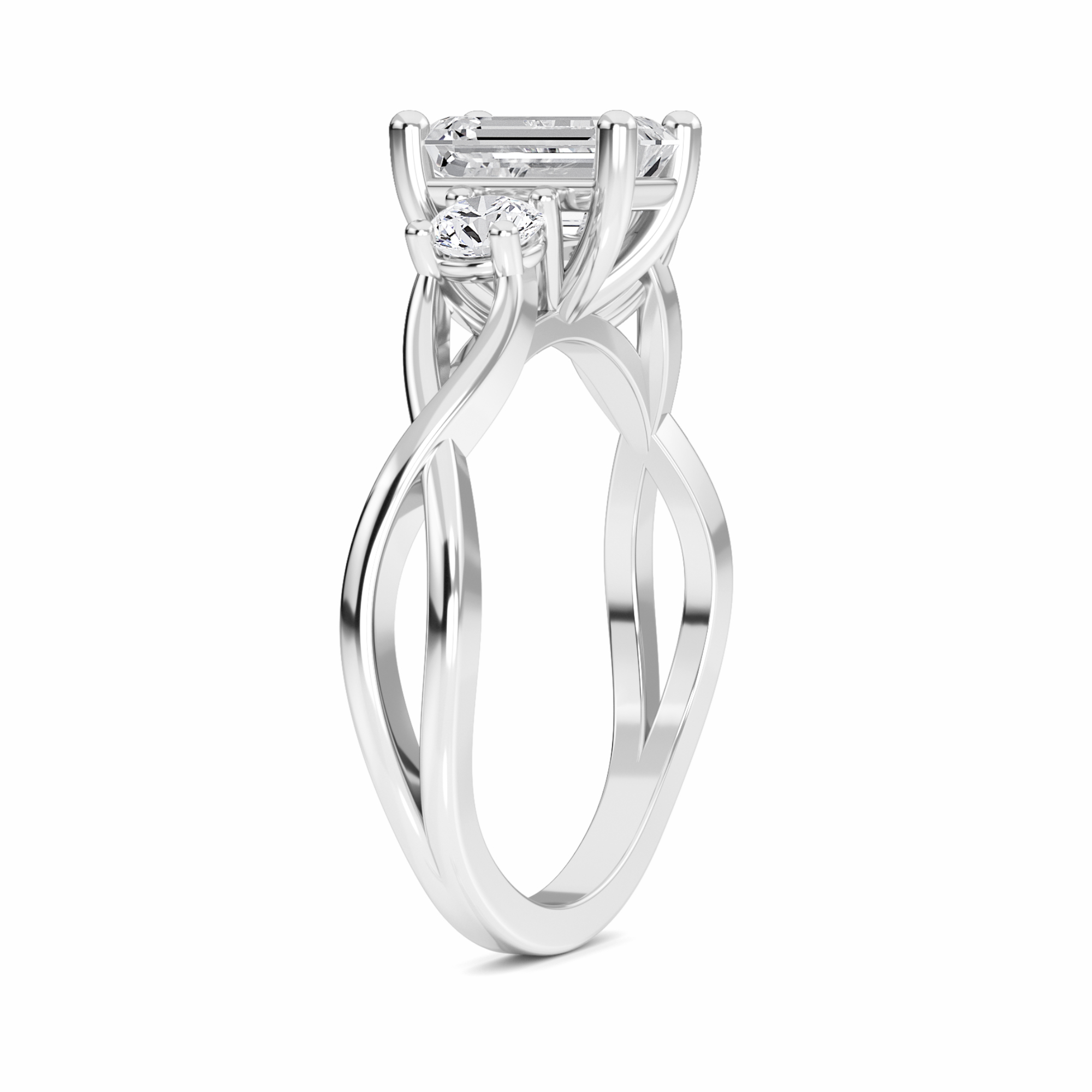 White Diamond Elegant Three Stone Engagement Ring - Remington