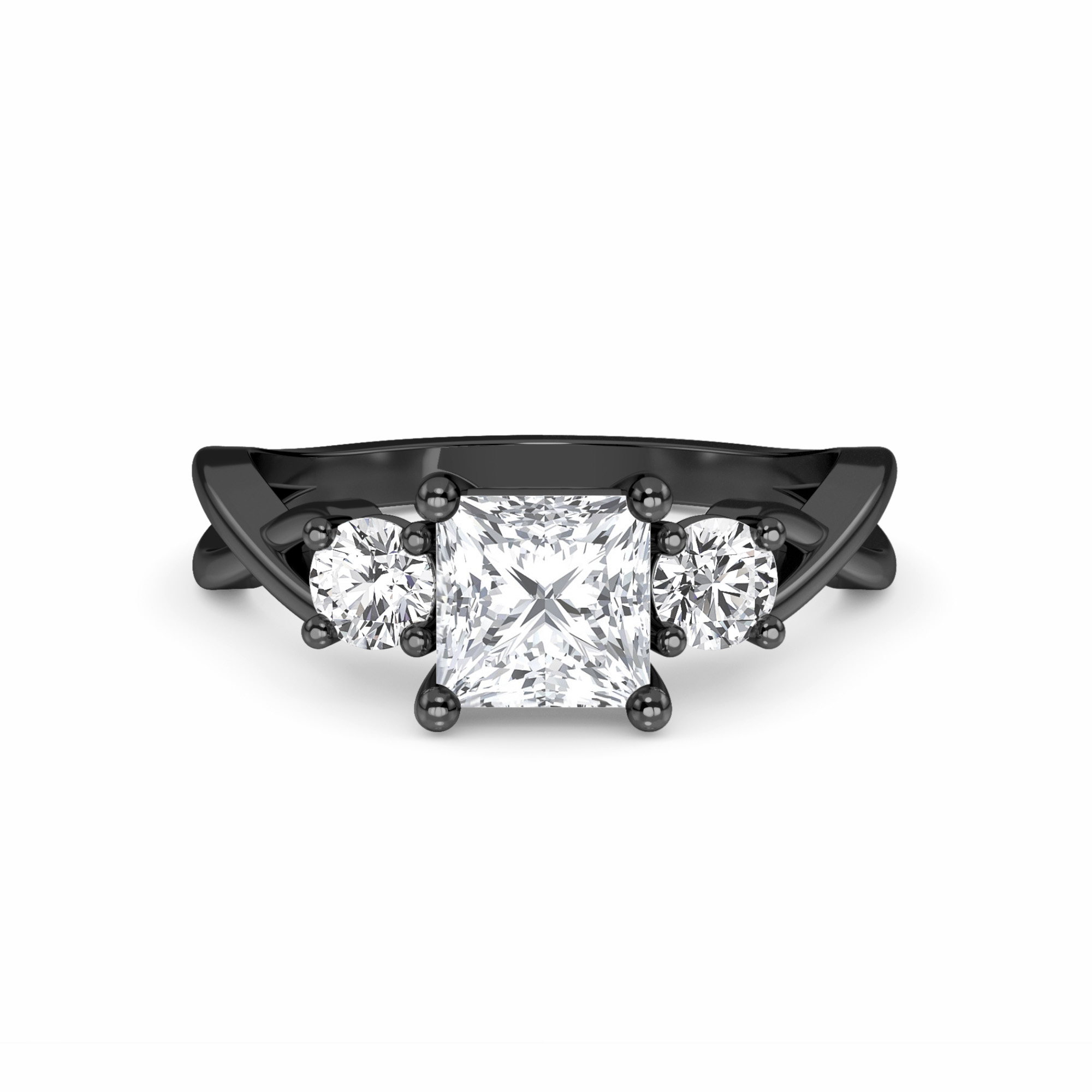 White Diamond Elegant Three Stone Engagement Ring - Remington