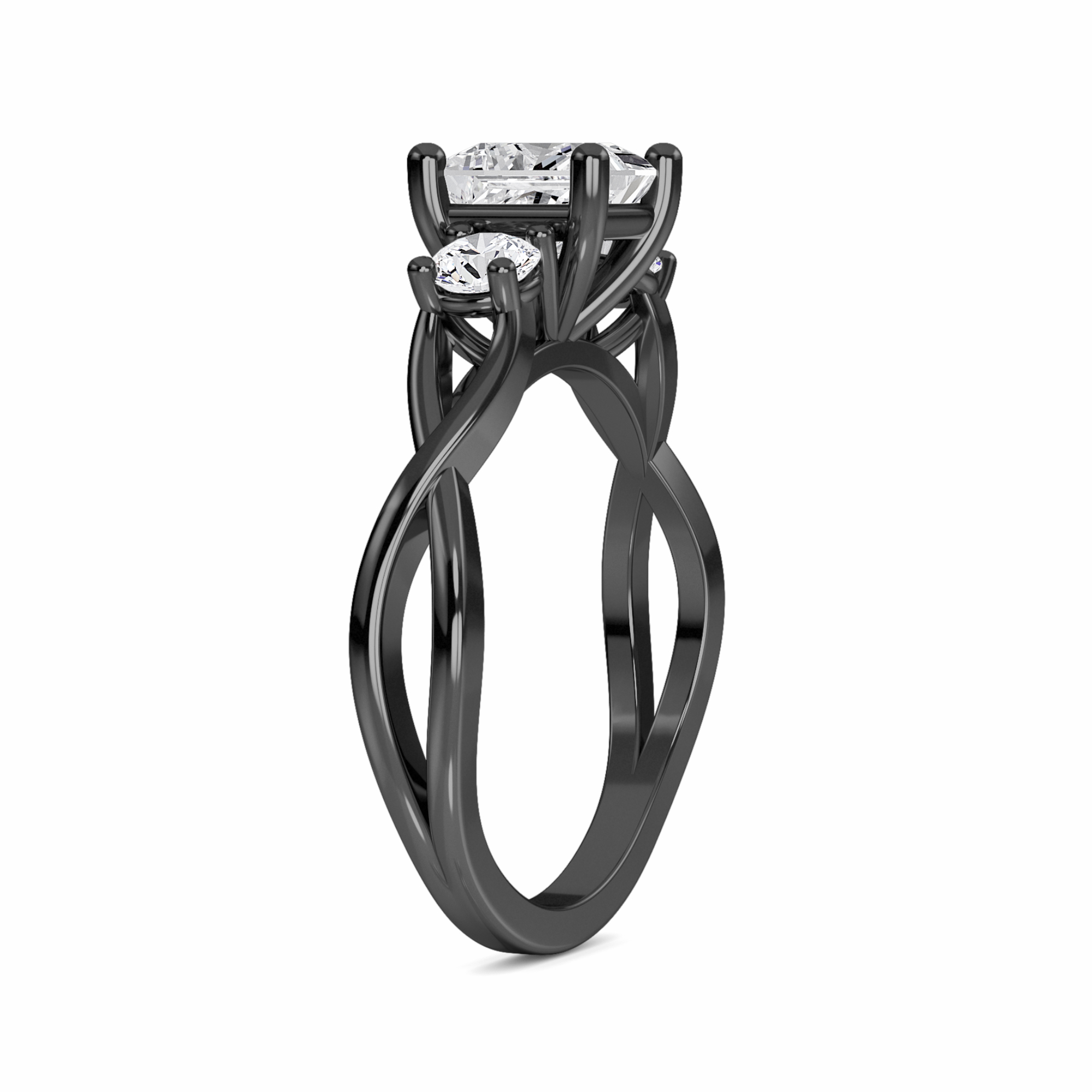 White Diamond Elegant Three Stone Engagement Ring - Remington