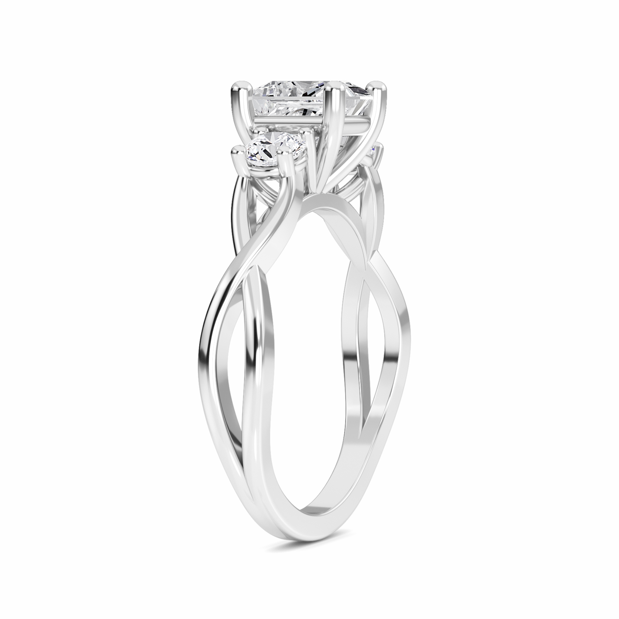 White Diamond Elegant Three Stone Engagement Ring - Remington