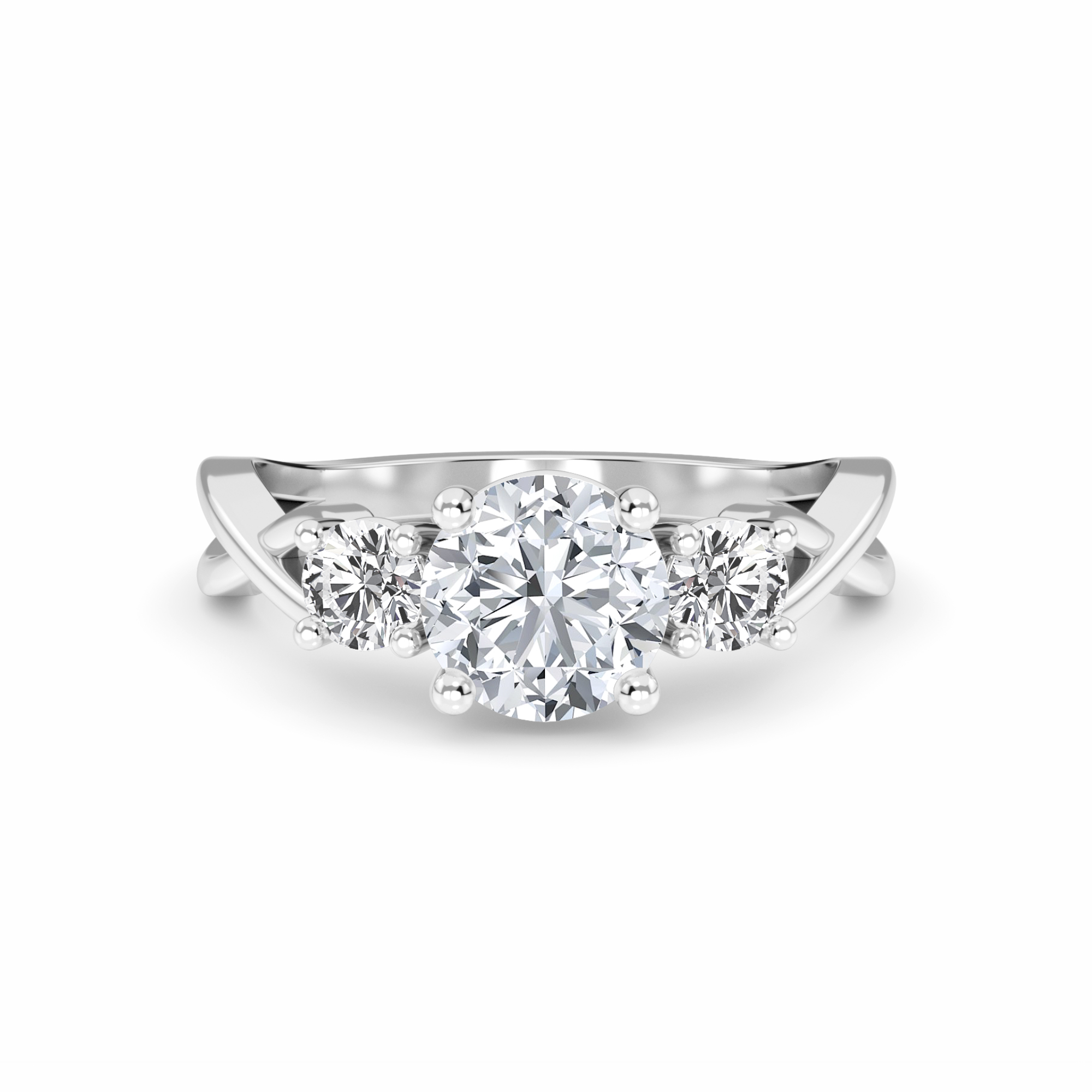 White Diamond Elegant Three Stone Engagement Ring - Remington