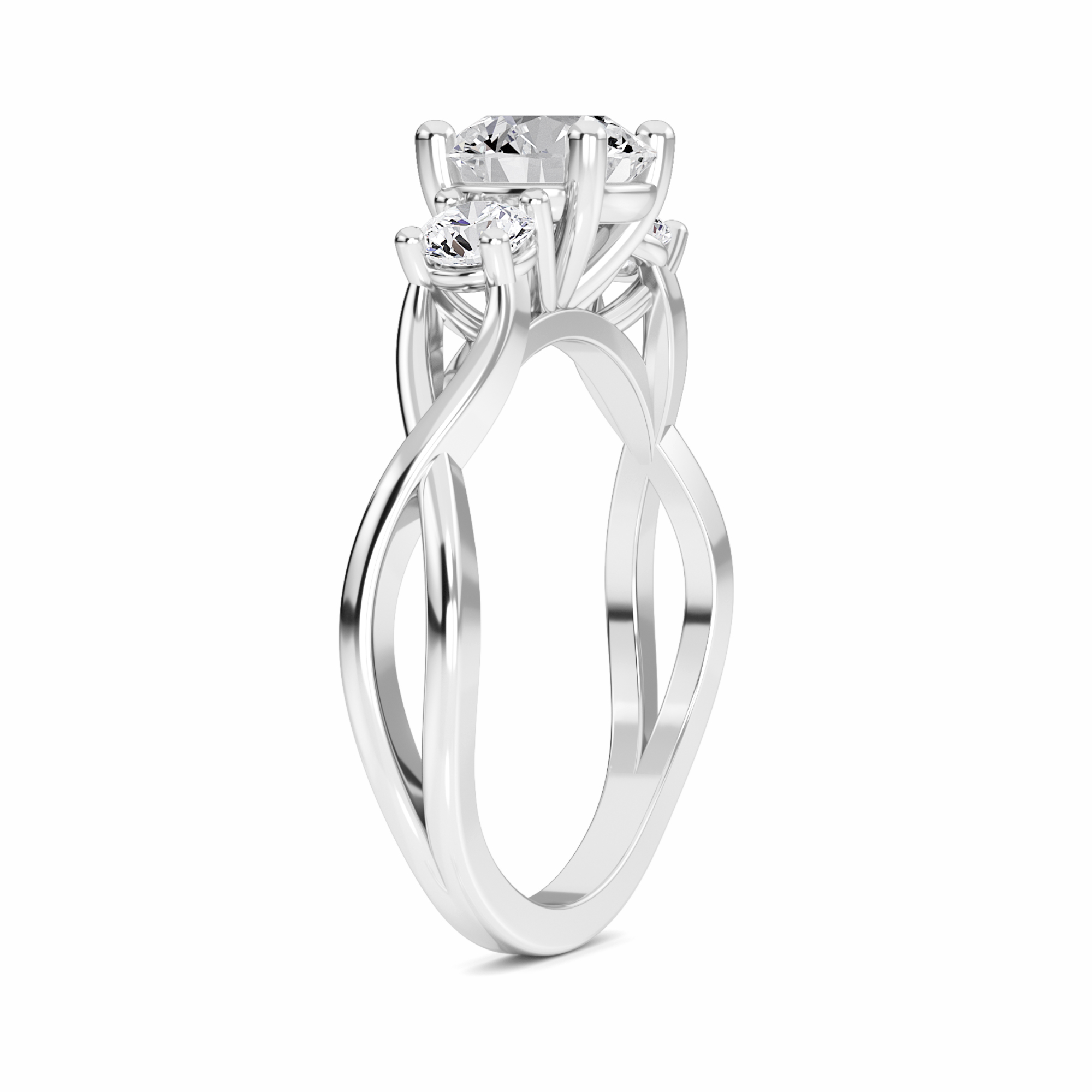 White Diamond Elegant Three Stone Engagement Ring - Remington