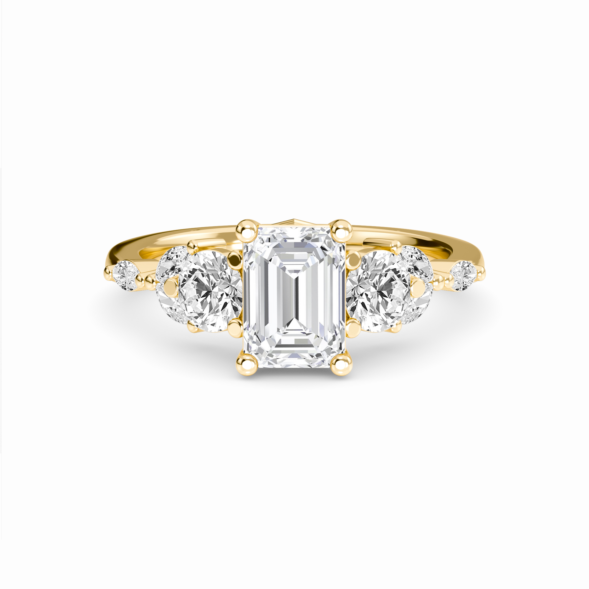 White Diamond Three Stone Accented Engagement Ring - Ridhima