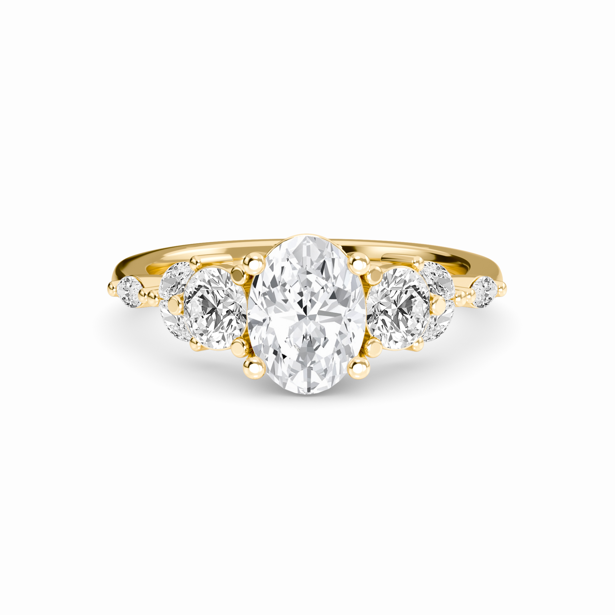 White Diamond Three Stone Accented Engagement Ring - Ridhima