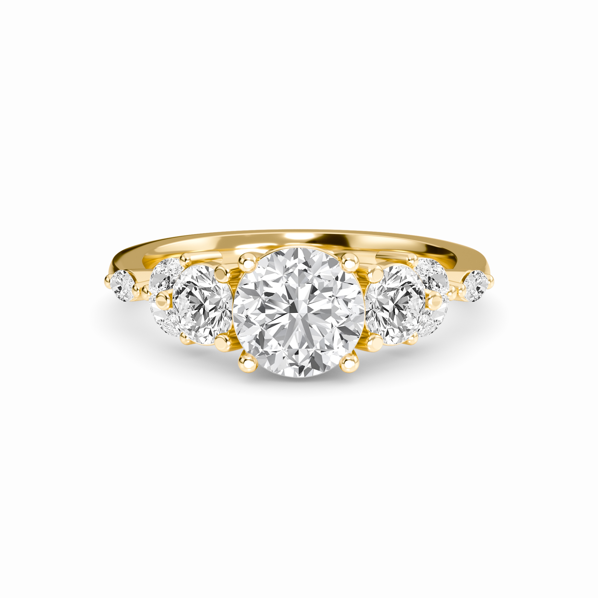 White Diamond Three Stone Accented Engagement Ring - Ridhima