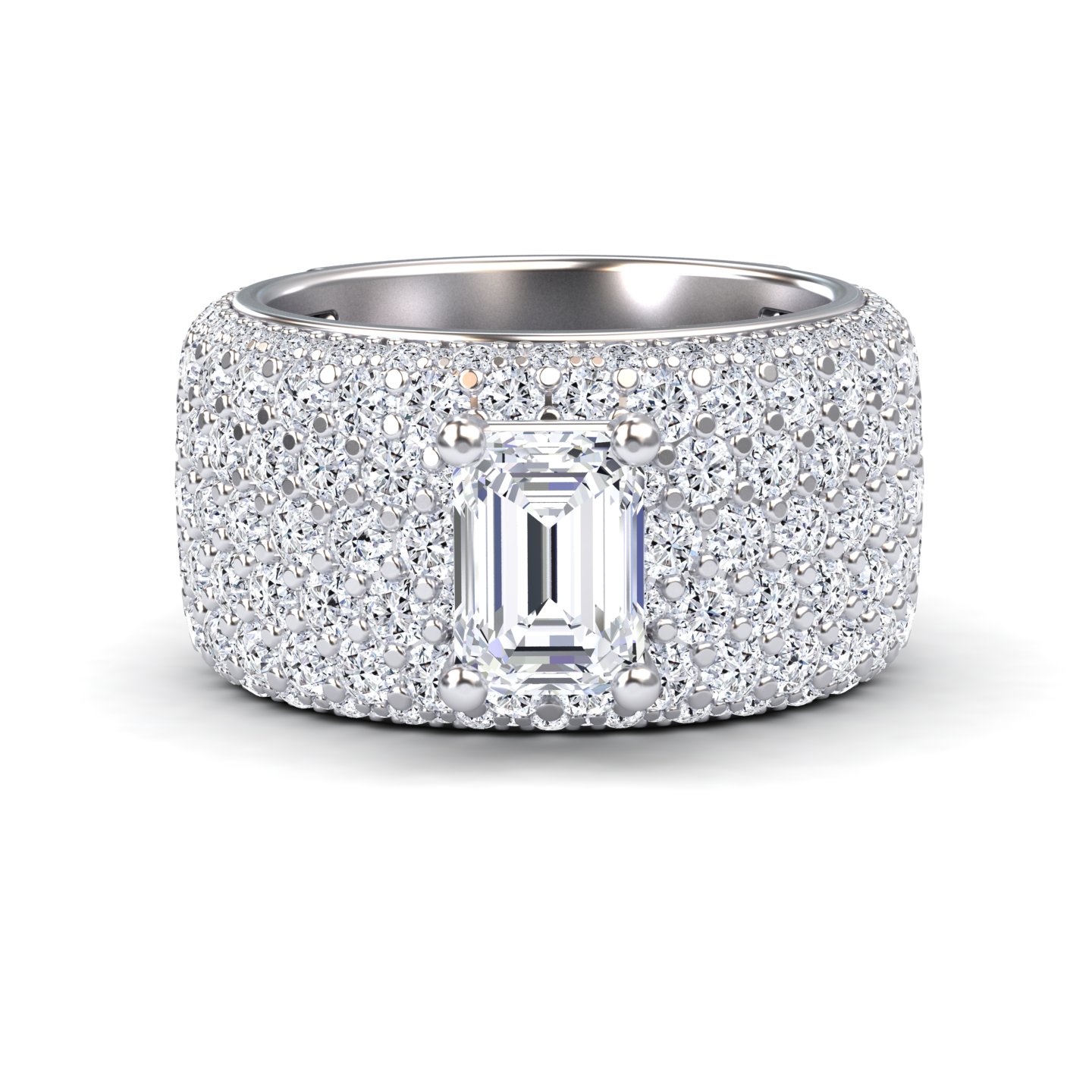 White Diamond Pave Dome Statement Engagement Ring - Valeria