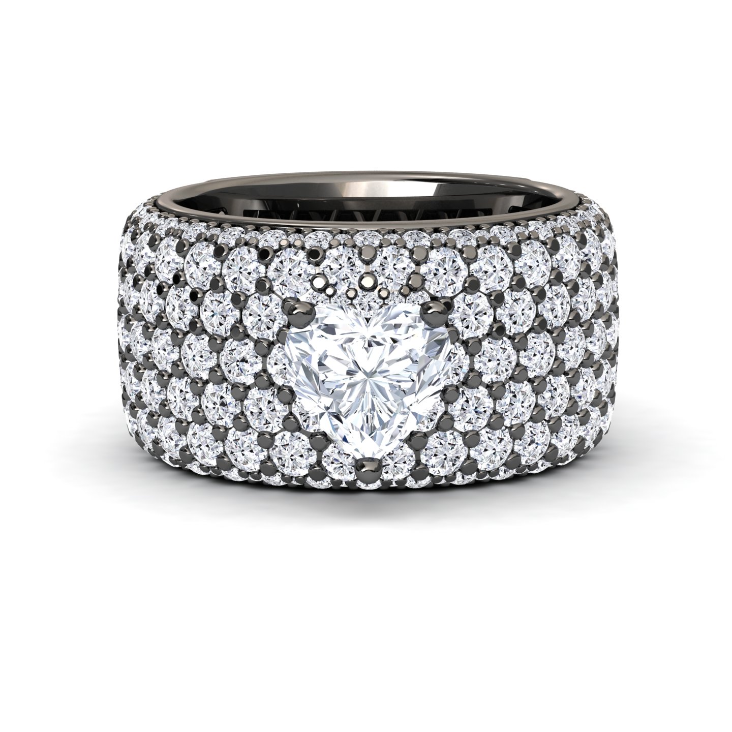 White Diamond Pave Dome Statement Engagement Ring - Valeria