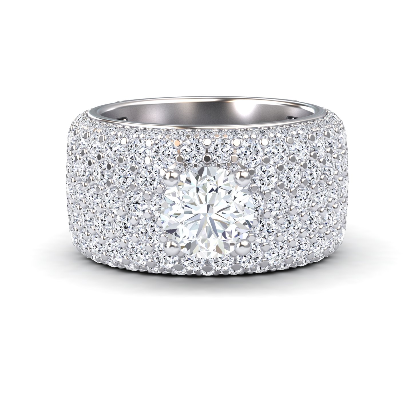 White Diamond Pave Dome Statement Engagement Ring - Valeria