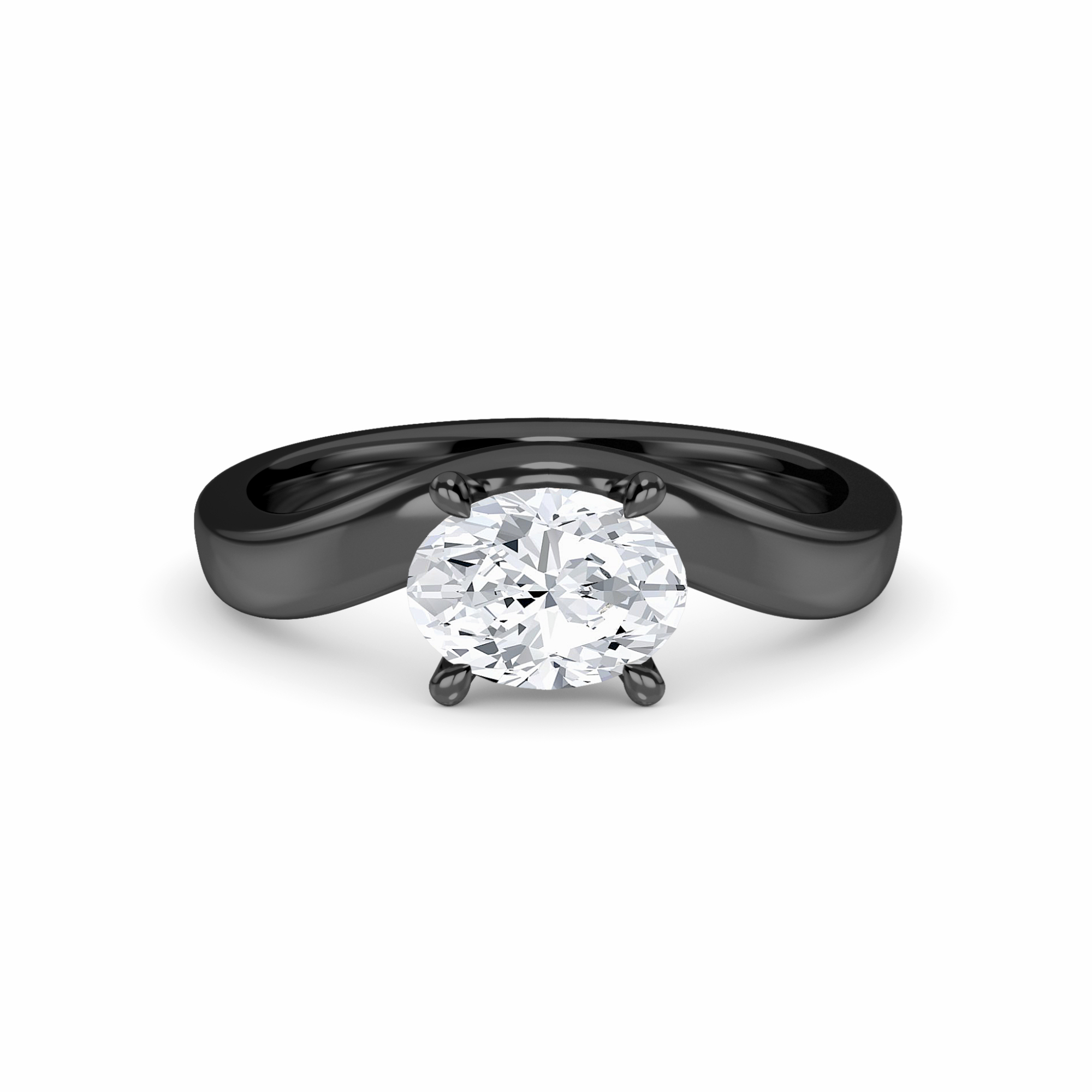 White Diamond Swirl Solitaire Engagement Ring - Chhavi