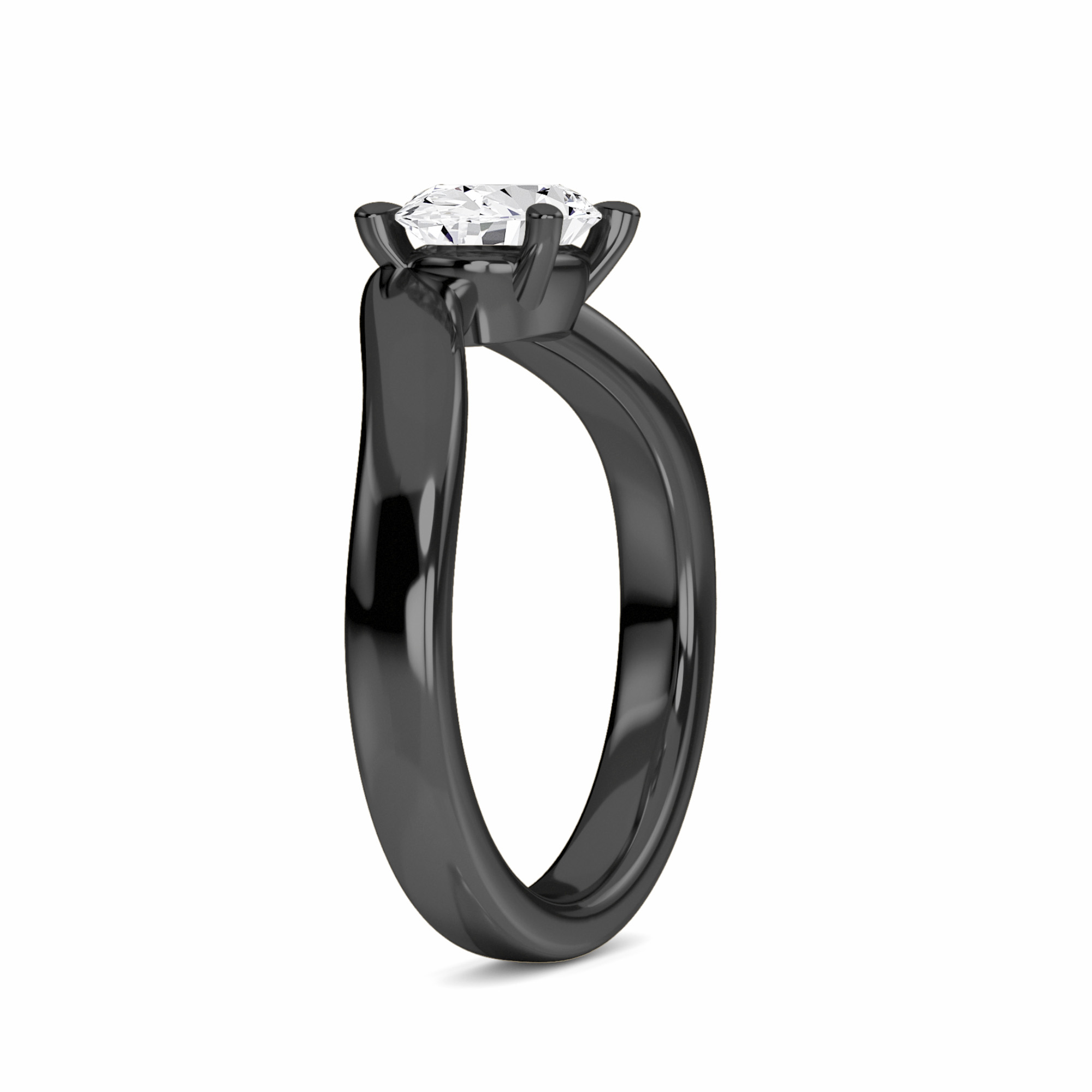 White Diamond Swirl Solitaire Engagement Ring - Chhavi