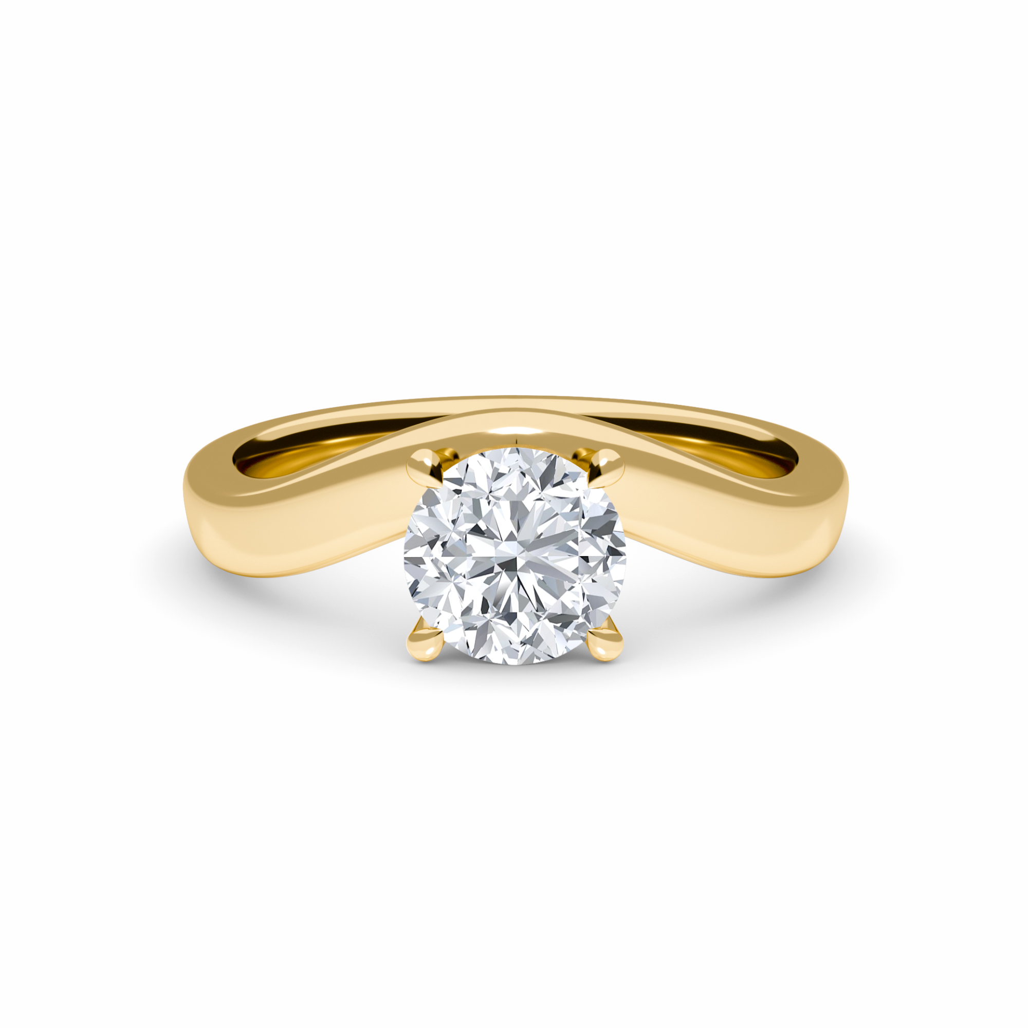 White Diamond Swirl Solitaire Engagement Ring - Chhavi