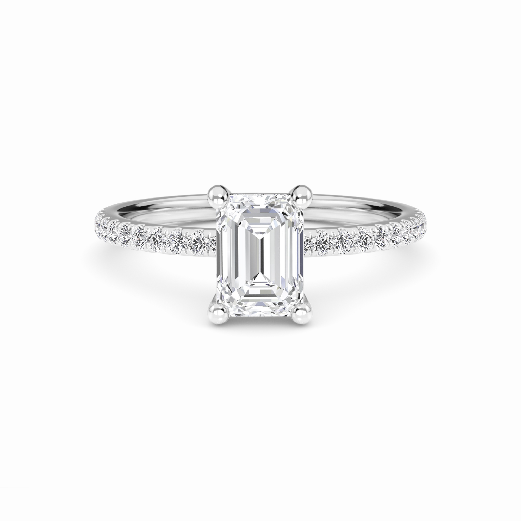 White Diamond Classic Petite Pave Engagement Ring - Adalynn
