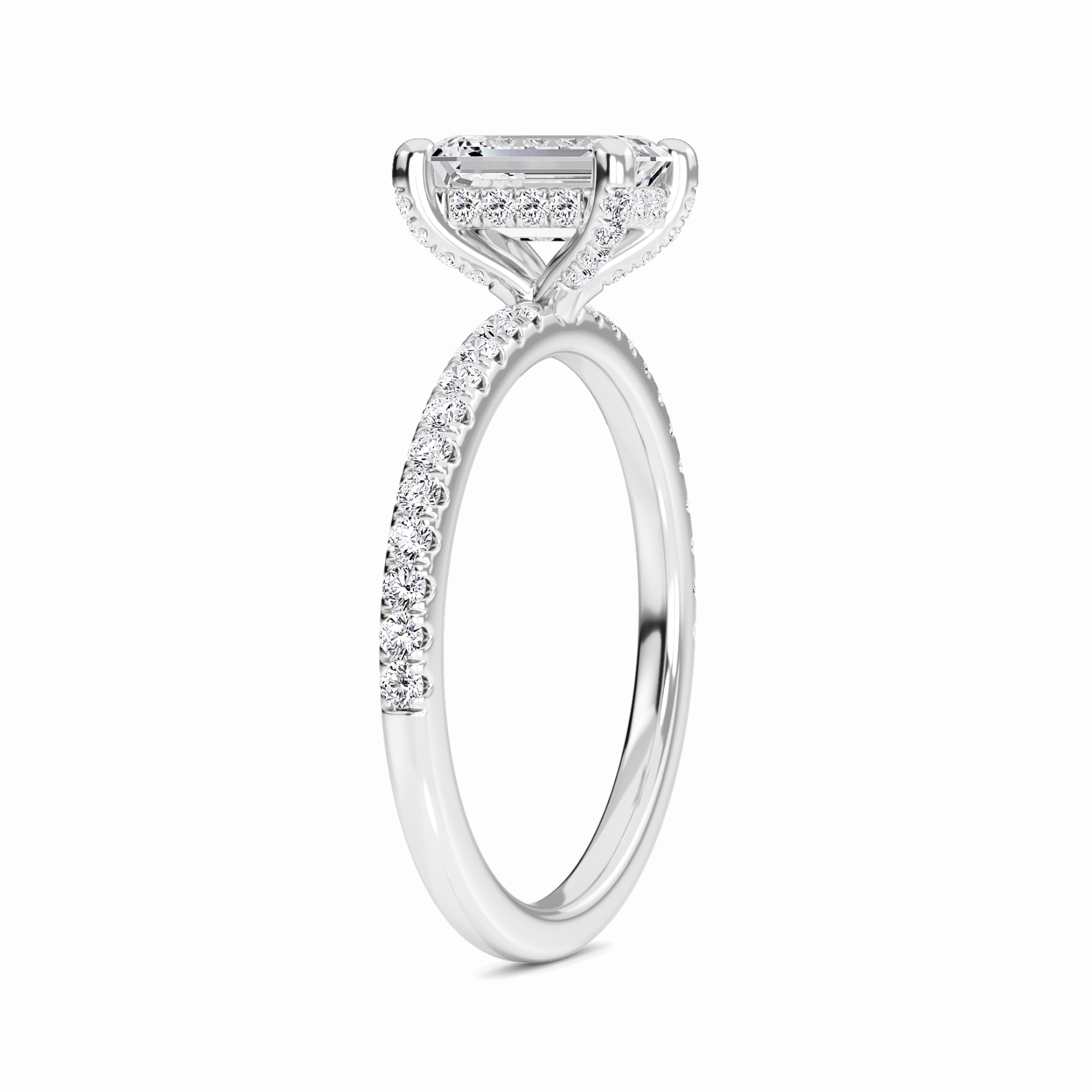 White Diamond Classic Petite Pave Engagement Ring - Adalynn