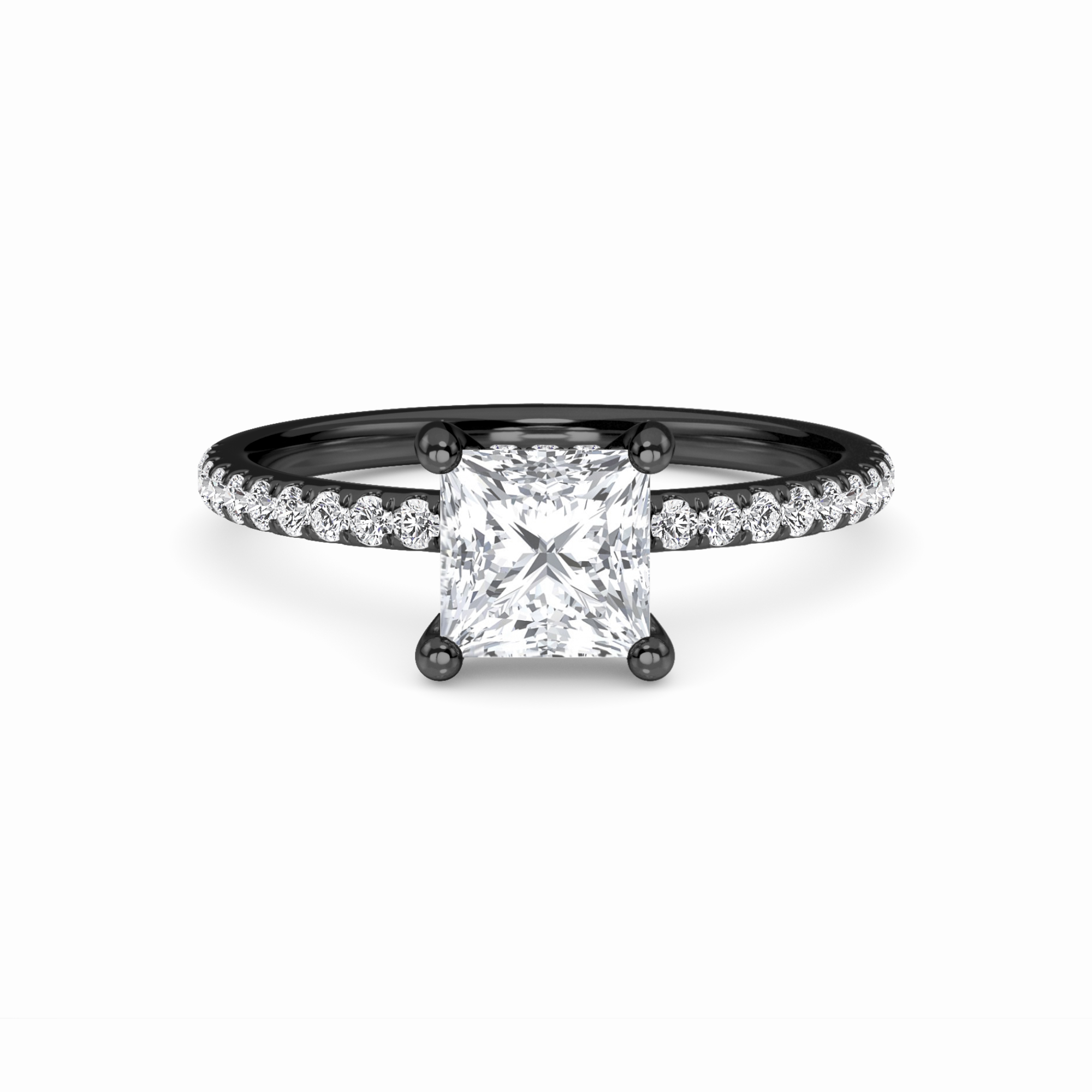 White Diamond Classic Petite Pave Engagement Ring - Adalynn