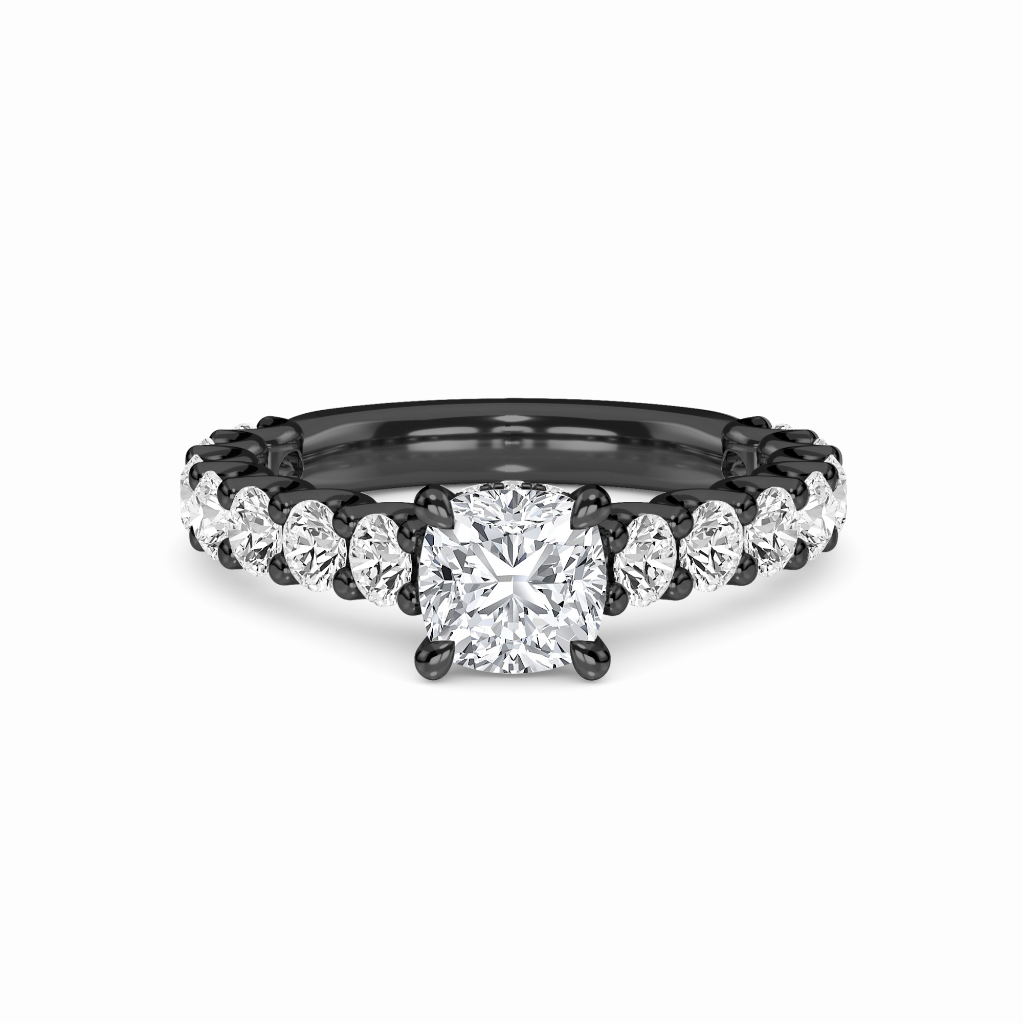 White Diamond French-Set Classic Engagement Ring - Garima